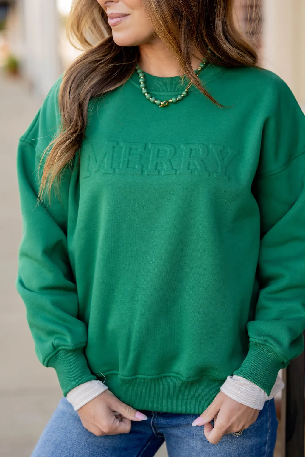 Merry Embossed Crewneck
