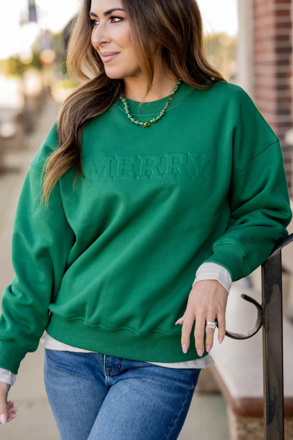 Merry Embossed Crewneck