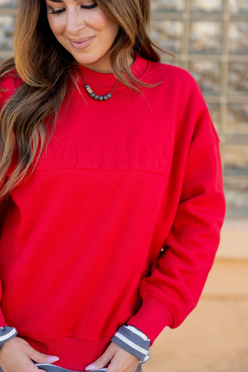 Merry Embossed Crewneck