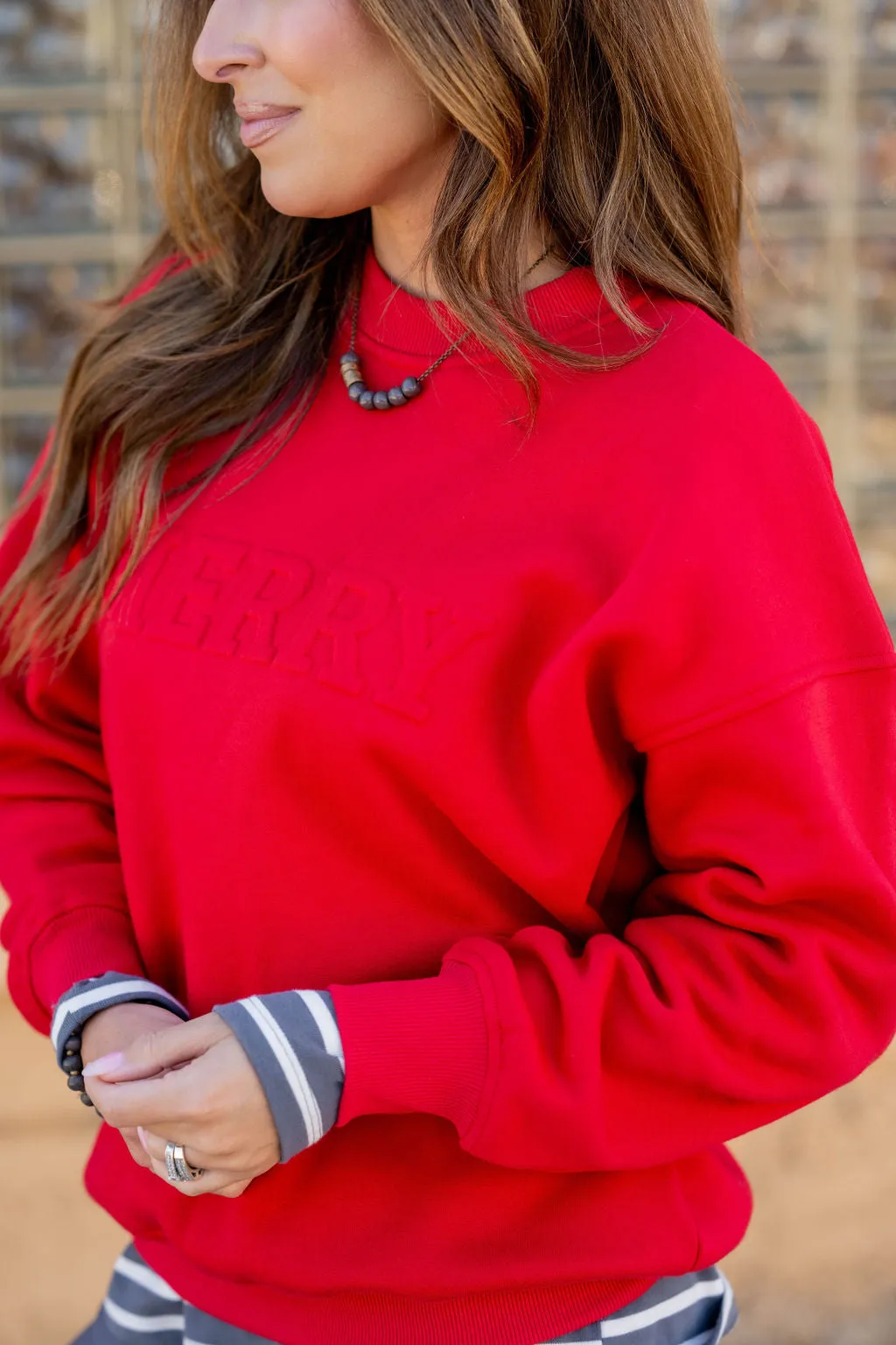 Merry Embossed Crewneck