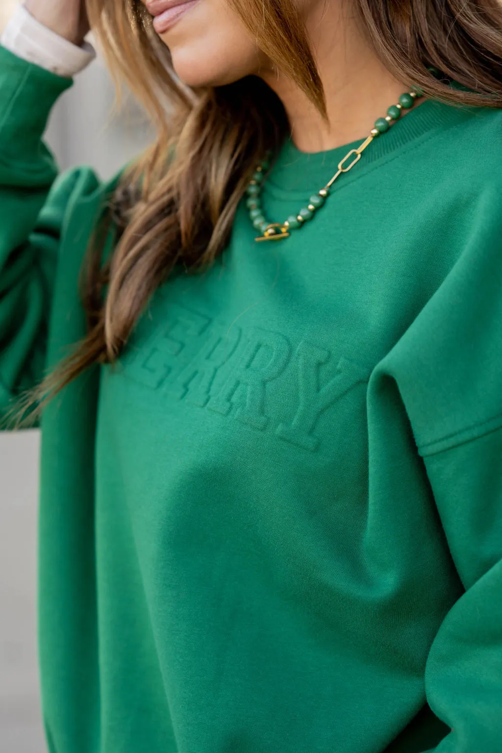 Merry Embossed Crewneck