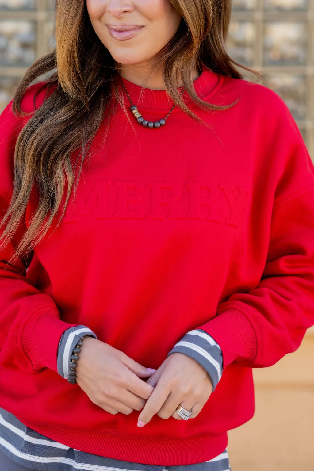 Merry Embossed Crewneck