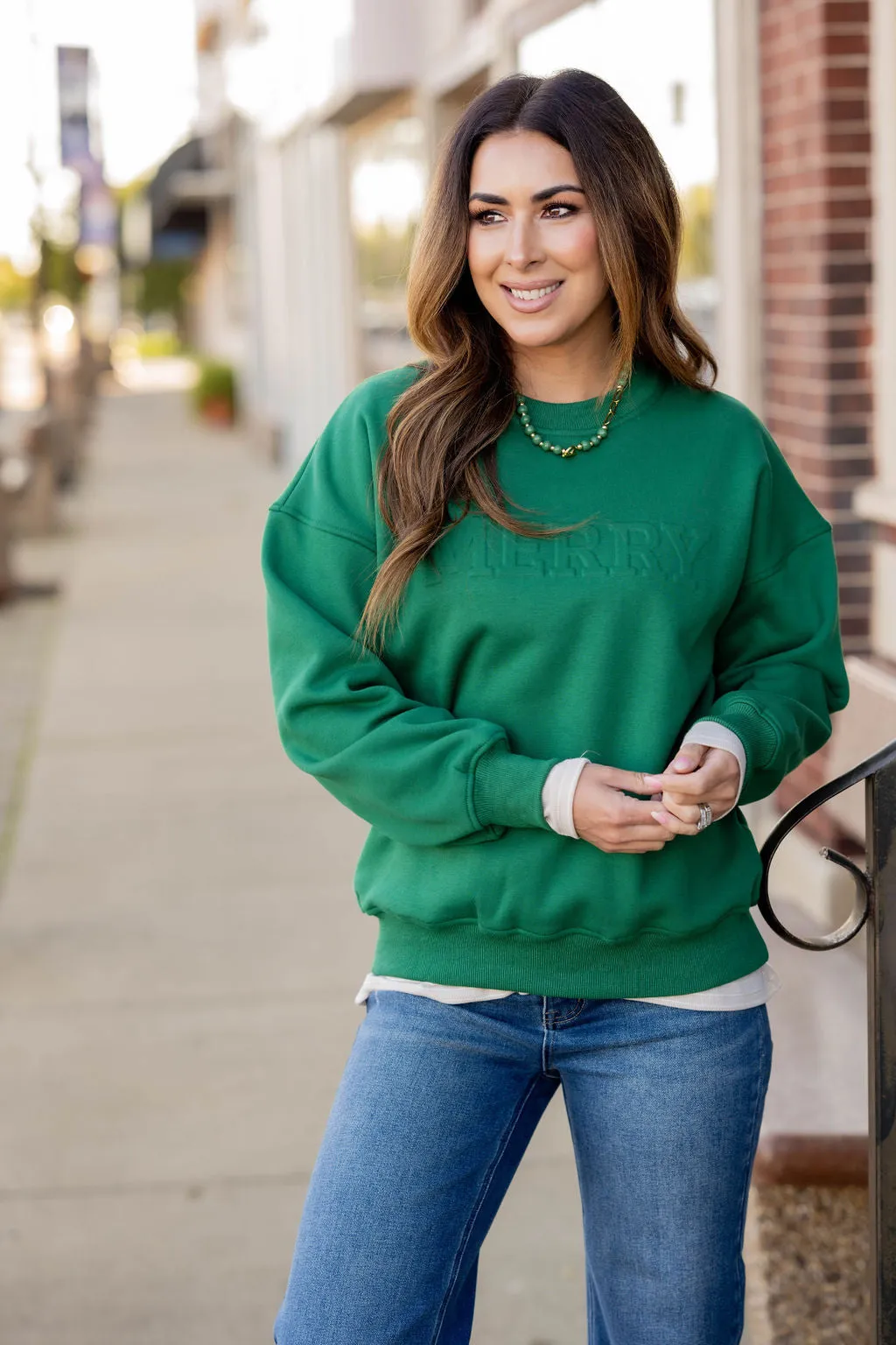 Merry Embossed Crewneck
