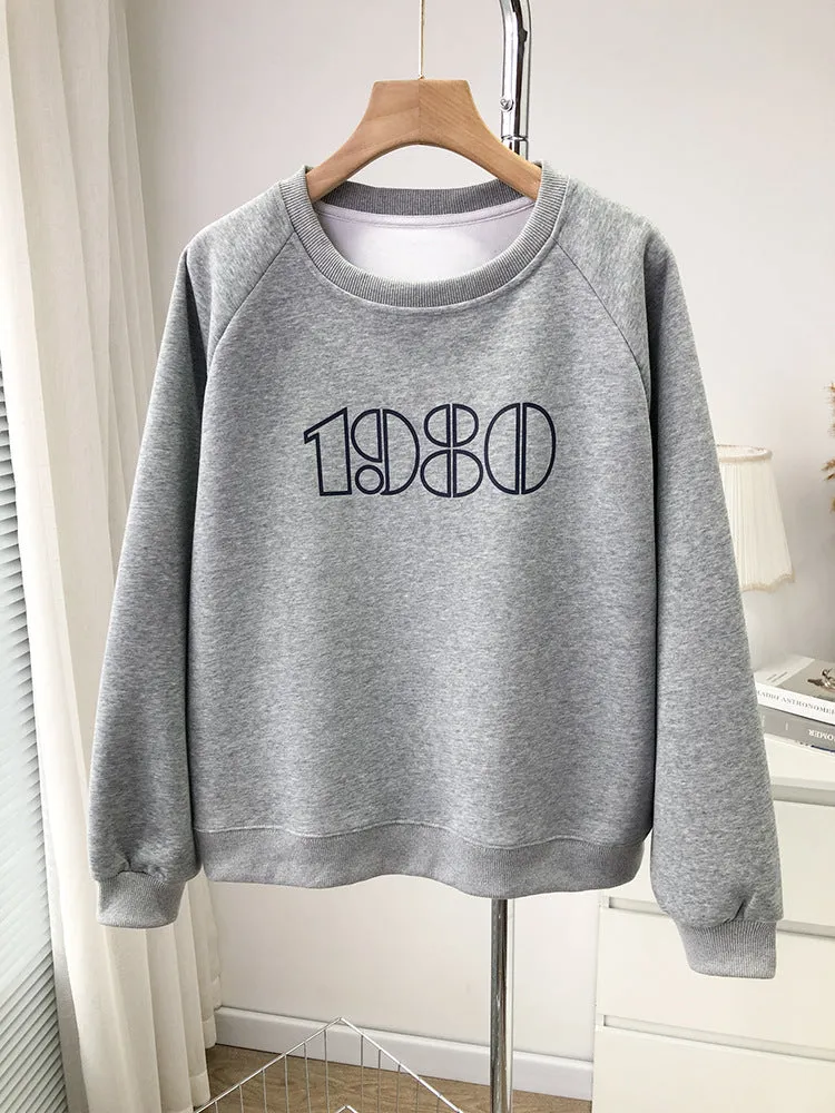 METAVERSMALL Letter sweater women's 2023 spring and autumn loose Korean version long-sleeved crew neck jacket pure cotton composite small man on clothes