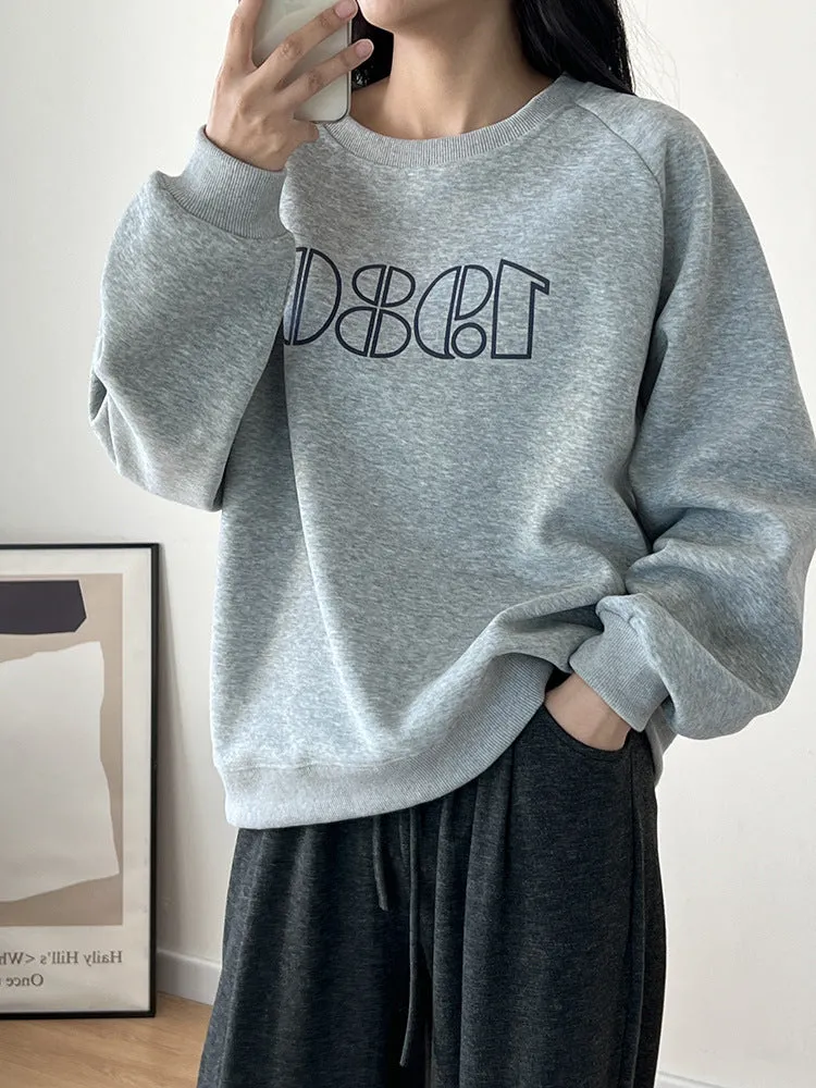 METAVERSMALL Letter sweater women's 2023 spring and autumn loose Korean version long-sleeved crew neck jacket pure cotton composite small man on clothes