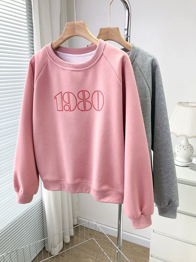 METAVERSMALL Letter sweater women's 2023 spring and autumn loose Korean version long-sleeved crew neck jacket pure cotton composite small man on clothes