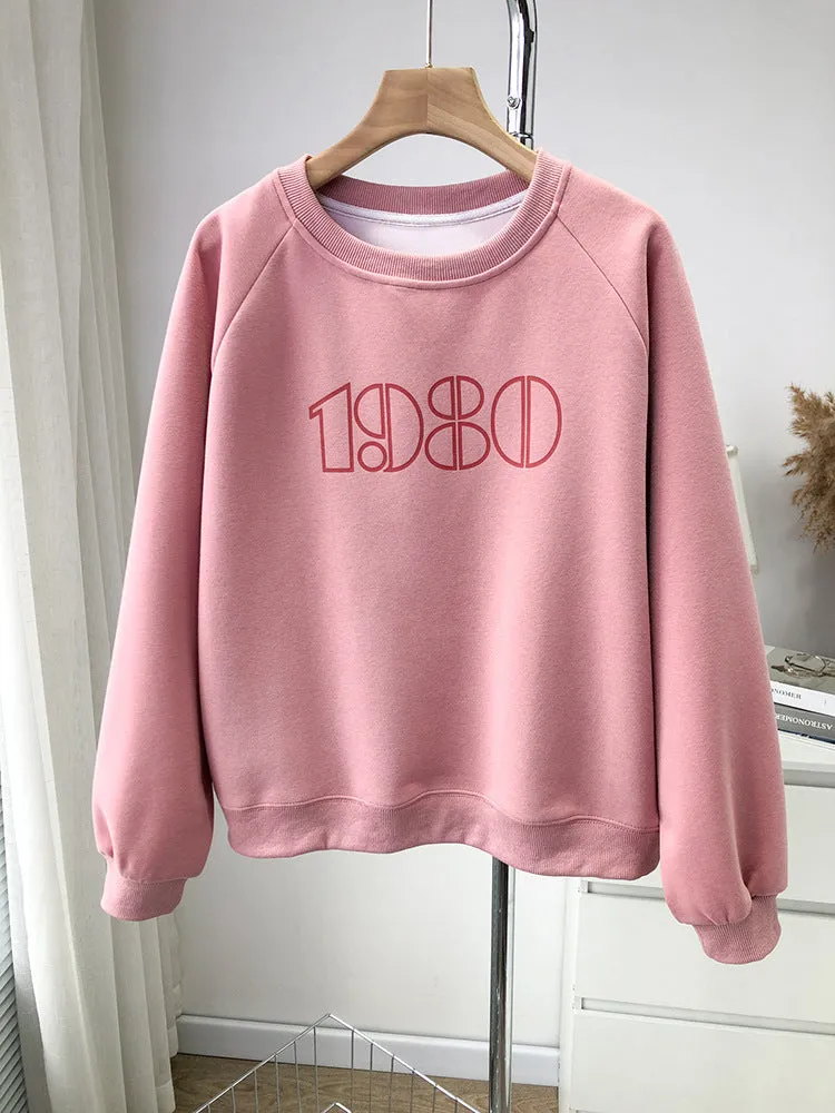 METAVERSMALL Letter sweater women's 2023 spring and autumn loose Korean version long-sleeved crew neck jacket pure cotton composite small man on clothes