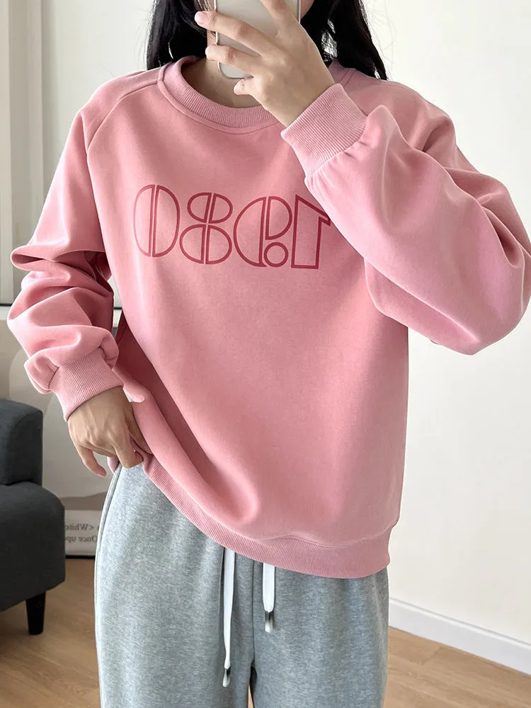 METAVERSMALL Letter sweater women's 2023 spring and autumn loose Korean version long-sleeved crew neck jacket pure cotton composite small man on clothes