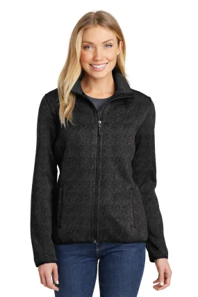 MGH/MGB Port Authority Ladies Sweater Fleece Jacket  Black 2X-Large