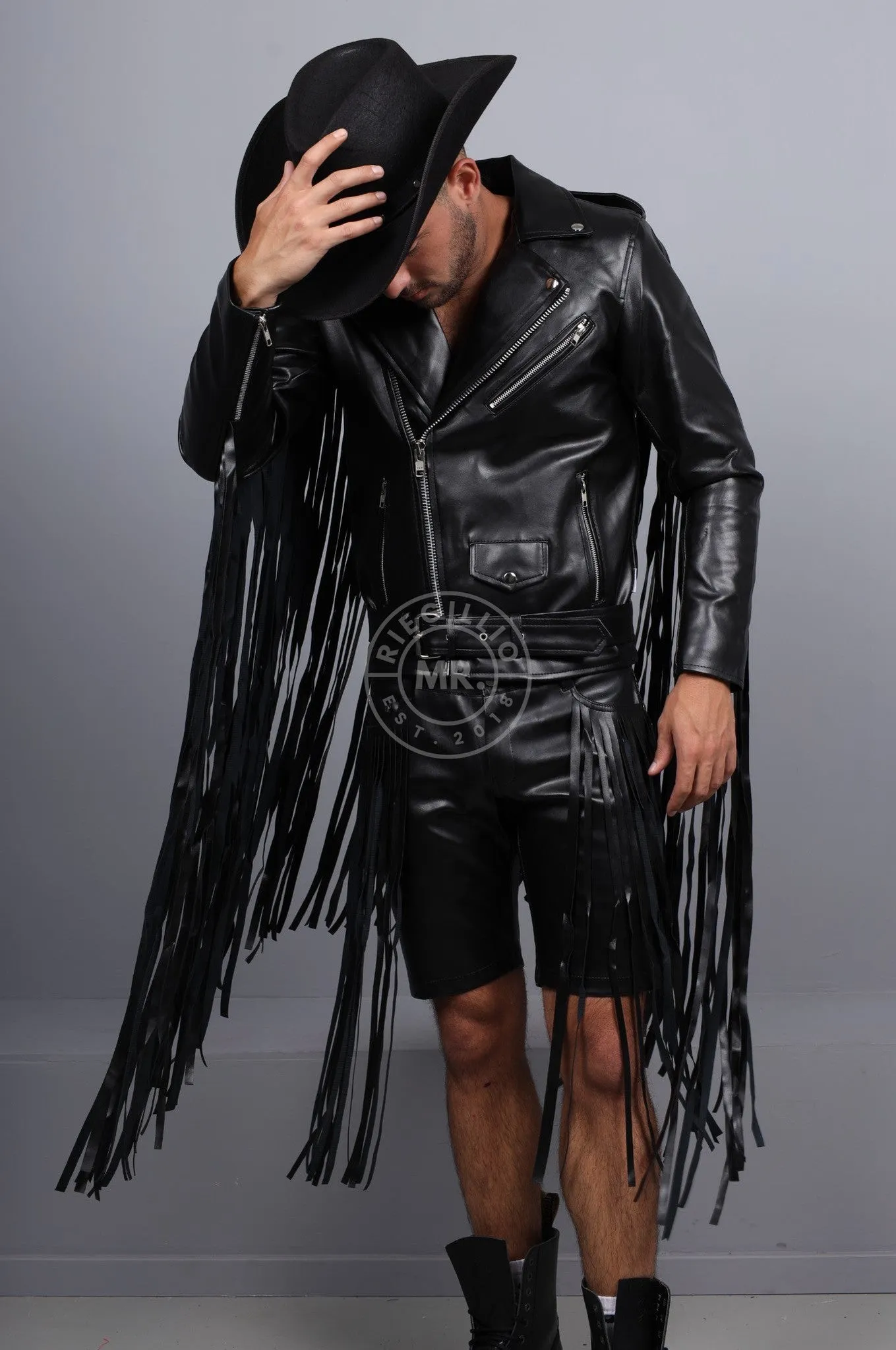 MR. Fringe Biker Jacket - Black