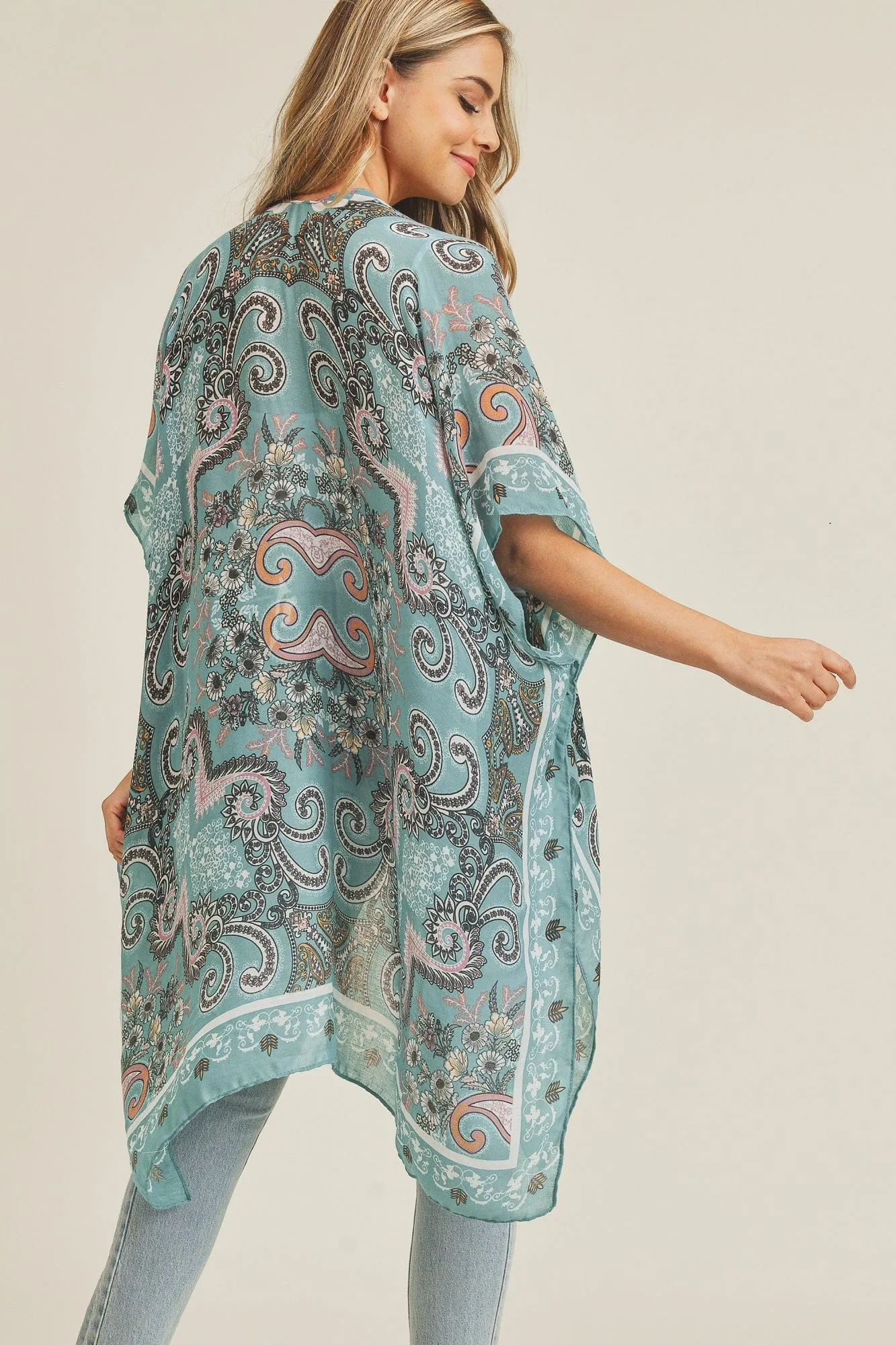 MS0215 Bohemian Print Beach Summer Kimono