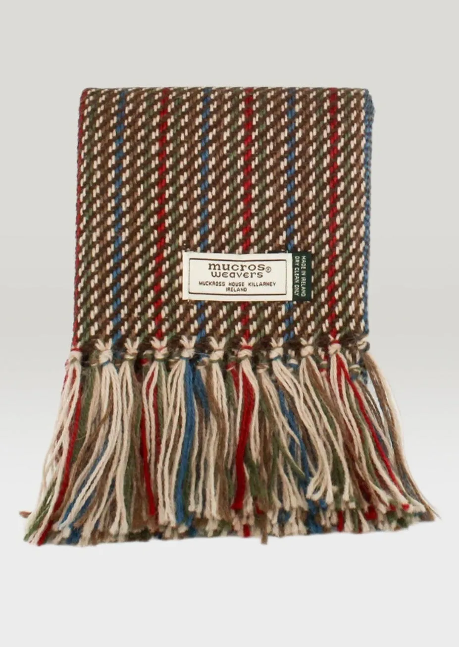 Mucros Alpaca Scarf | Red Blue Stripe