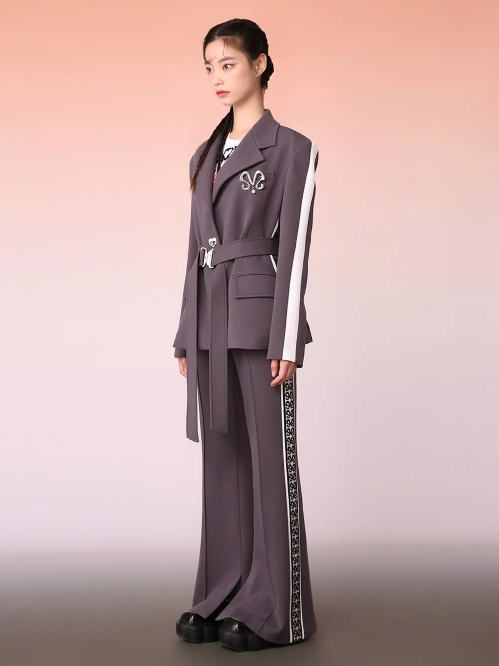 MUKZIN Grey Casual Blazer Coat