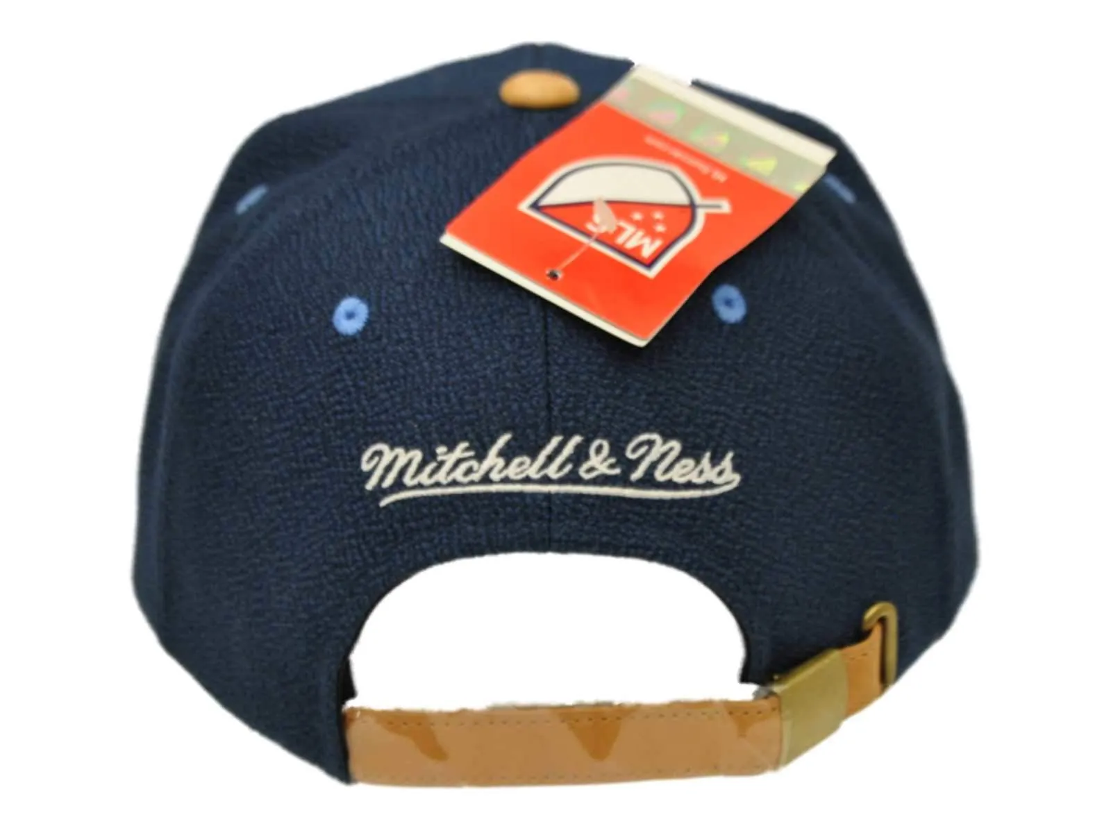 New York City FC Mitchell & Ness Flatbill Blue Gray Leather Strap Hat Cap Adj