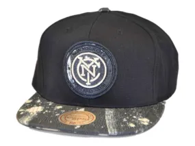 New York City FC Mitchell & Ness Flatbill Navy White Leather Strap Hat Cap Adj