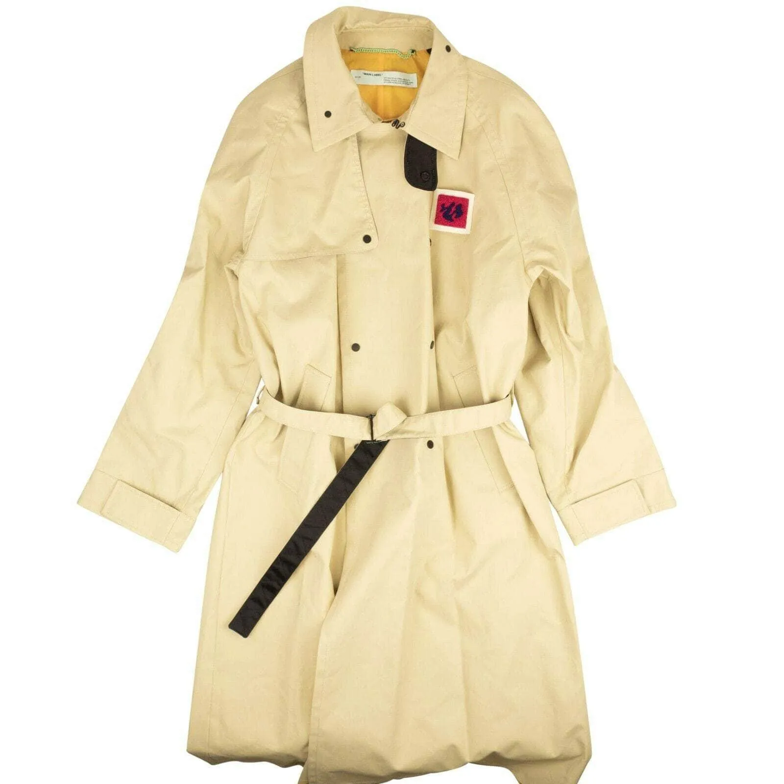 NWT OFF-WHITE C/O VIRGIL ABLOH Beige Contrast Trench Coat Size M $3080