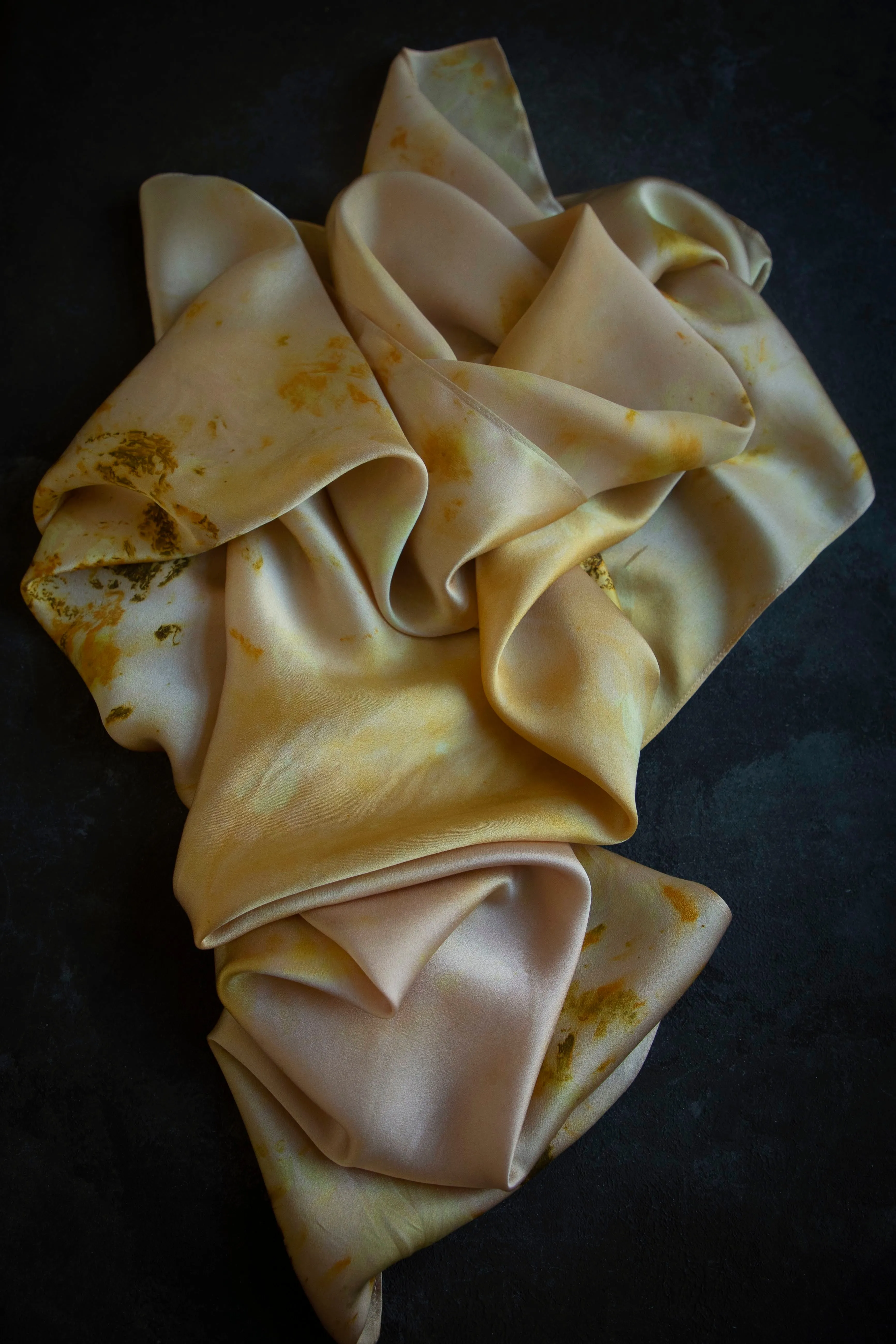 Original Eco-Print {Marigolds Blush}  | 35 x 35" 100% Silk Satin Scarf