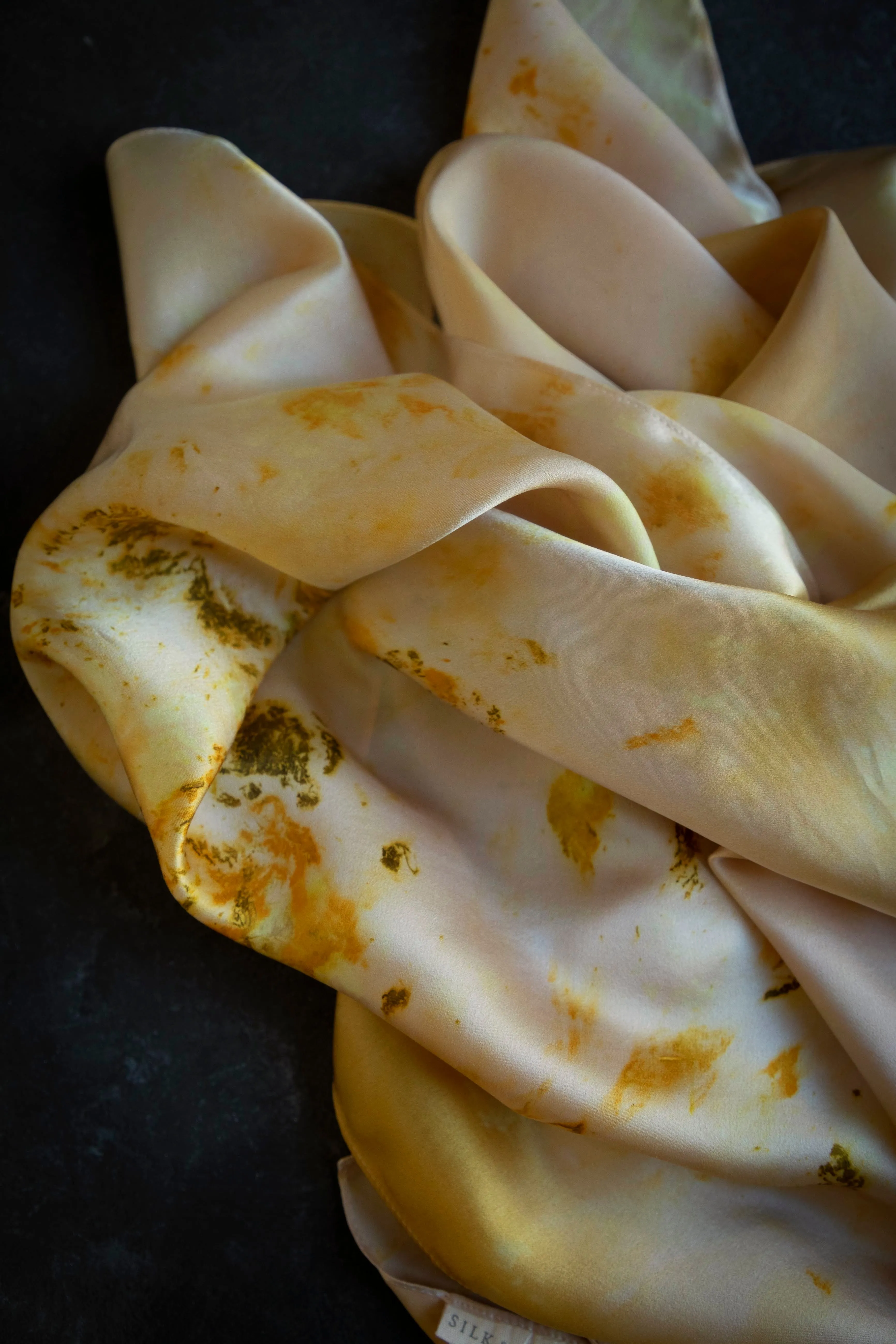 Original Eco-Print {Marigolds Blush}  | 35 x 35" 100% Silk Satin Scarf