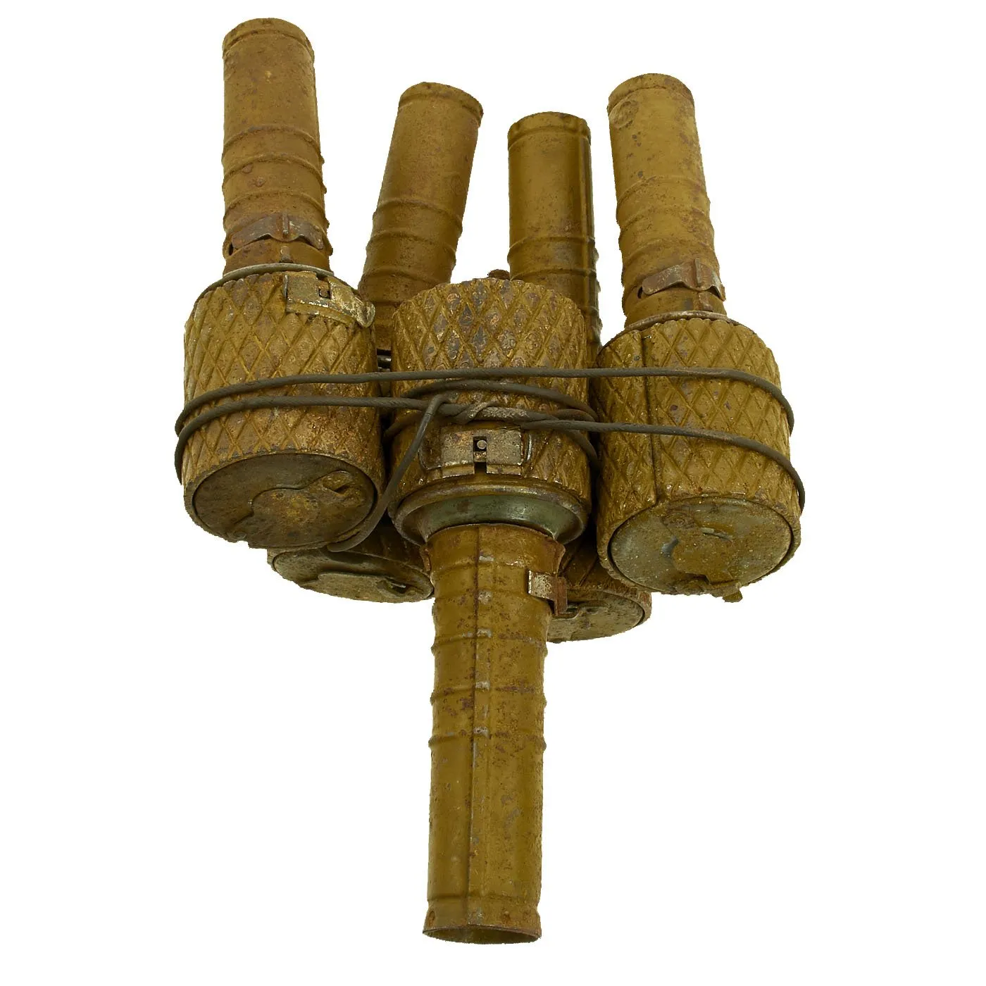 Original WWII Soviet Russian Anti-tank Bundle of 5 RGD-33 Inert Stick Grenades with Fragmentation Sleeves