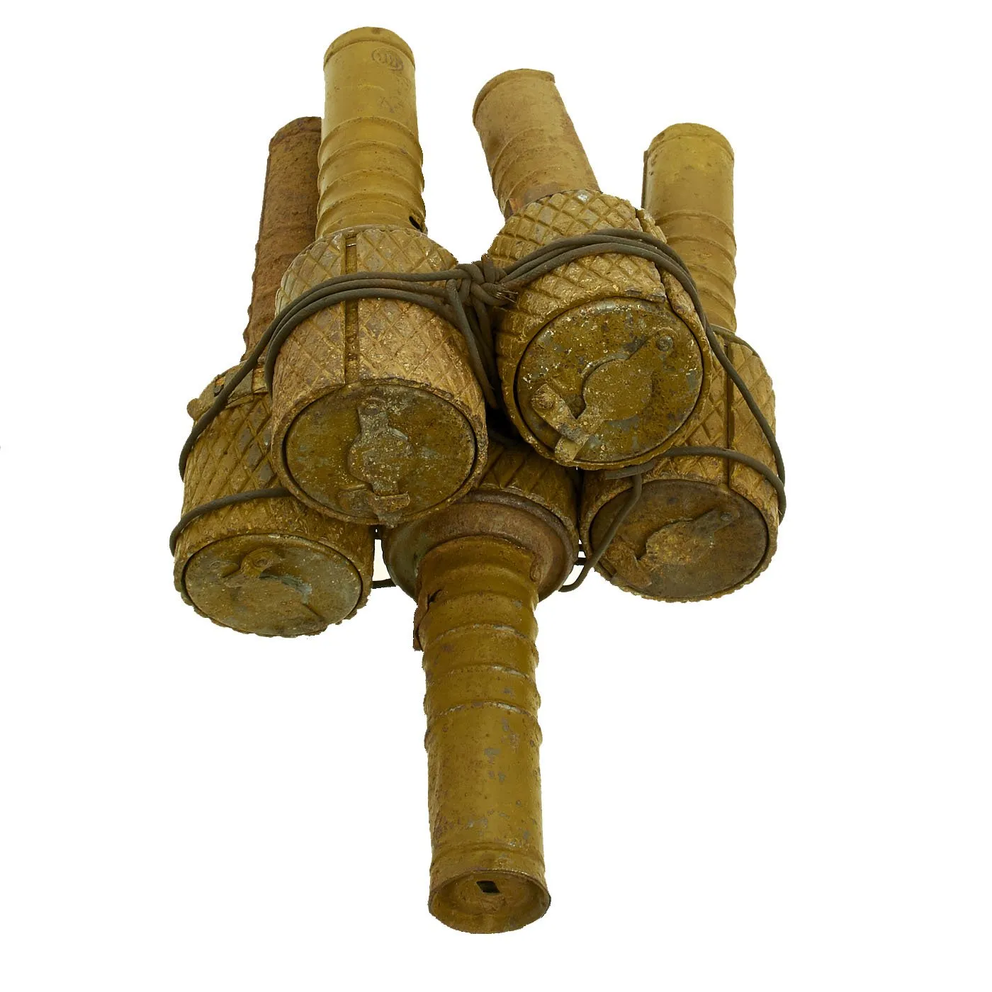 Original WWII Soviet Russian Anti-tank Bundle of 5 RGD-33 Inert Stick Grenades with Fragmentation Sleeves