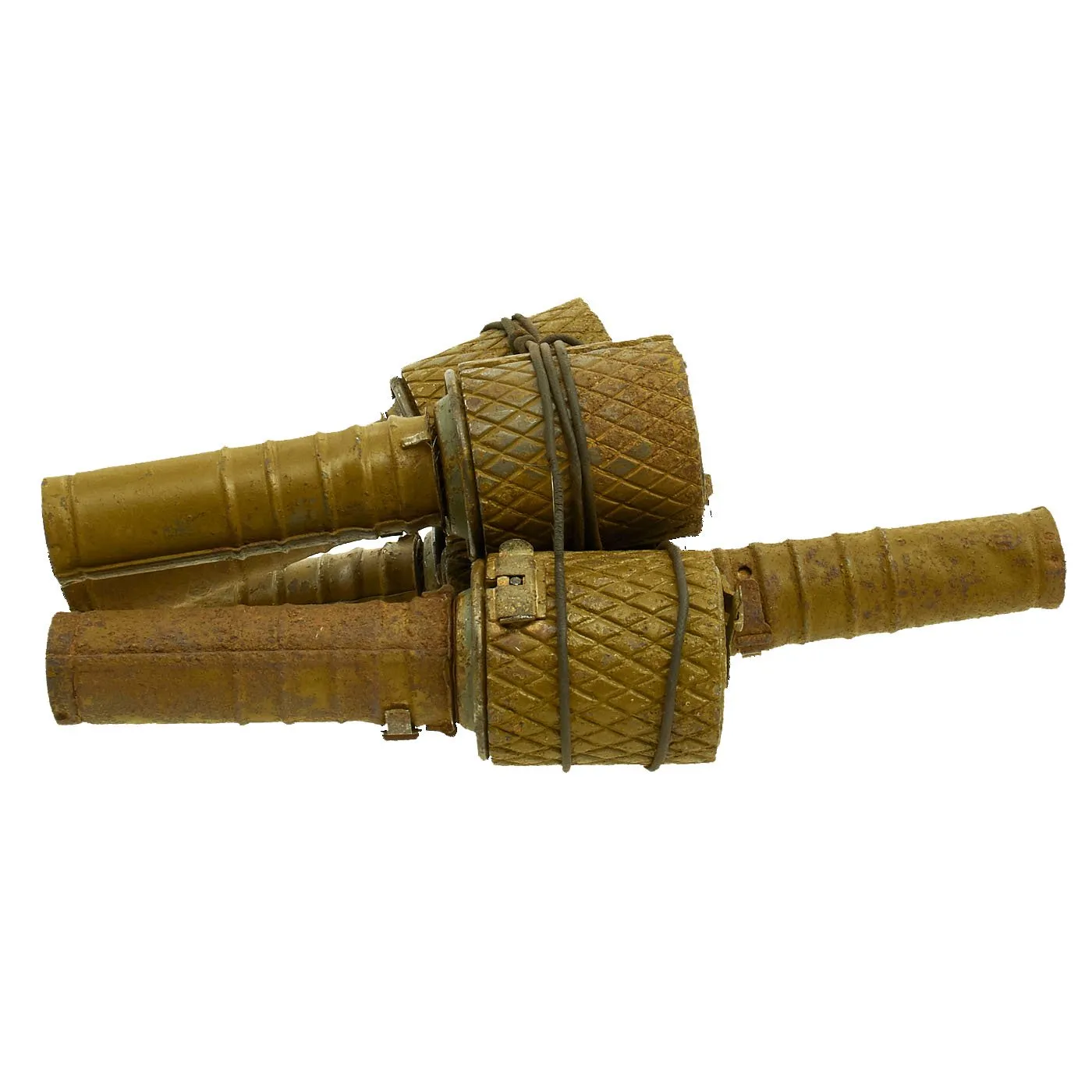Original WWII Soviet Russian Anti-tank Bundle of 5 RGD-33 Inert Stick Grenades with Fragmentation Sleeves