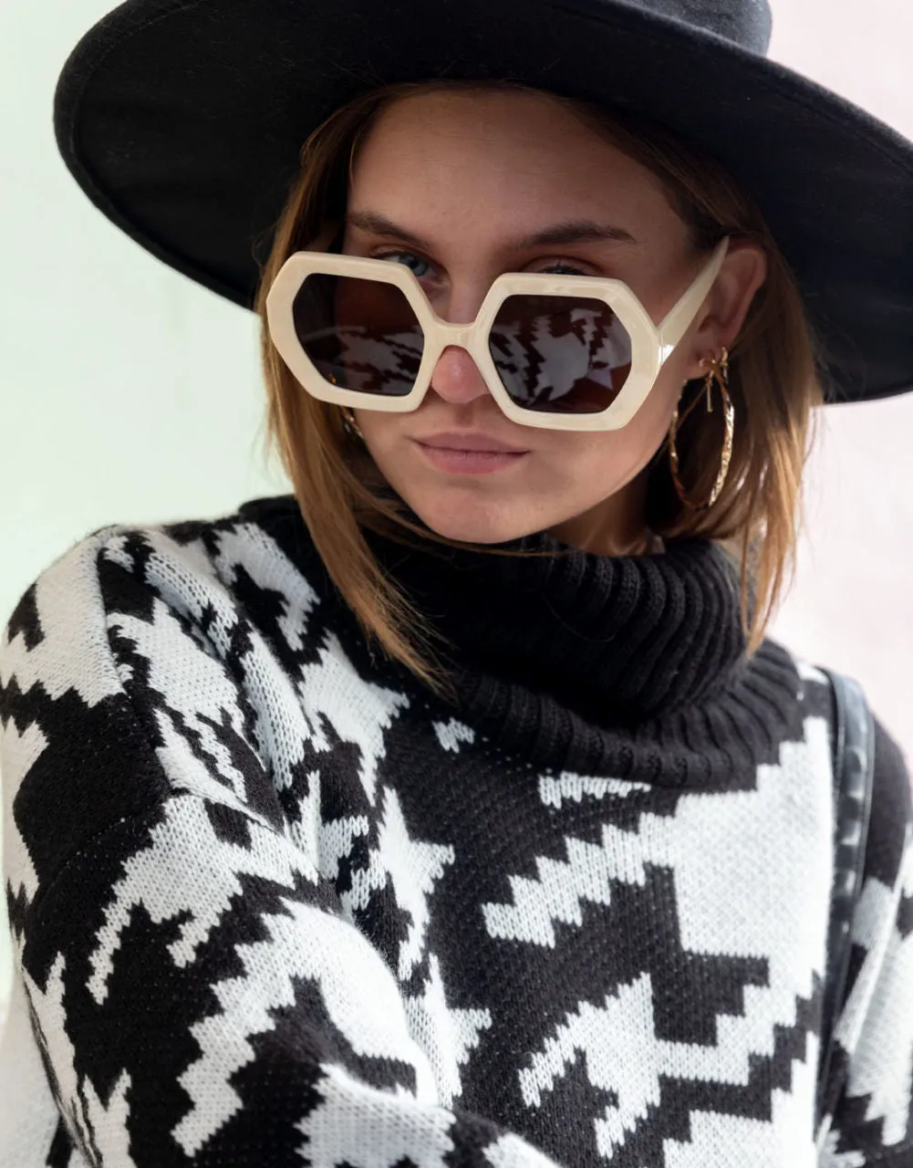 Oversized pied de poule sweater
