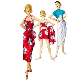 PDF - Vintage 1950s Pattern – Sarong Dress, Jacket, Bra & Shorts -  Bust 36” (91.4cm) - Download