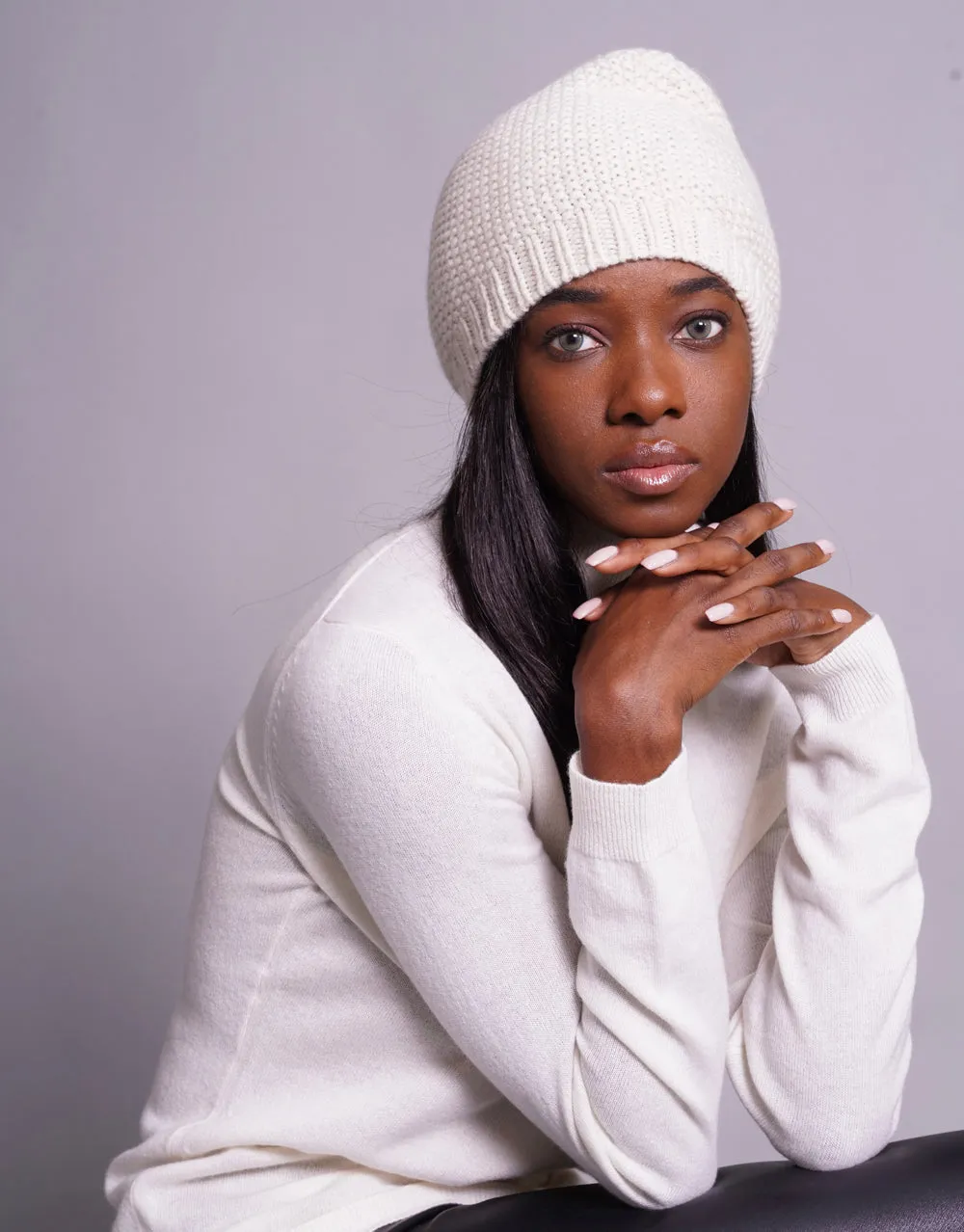 Pearl Knit Beanie in Sand