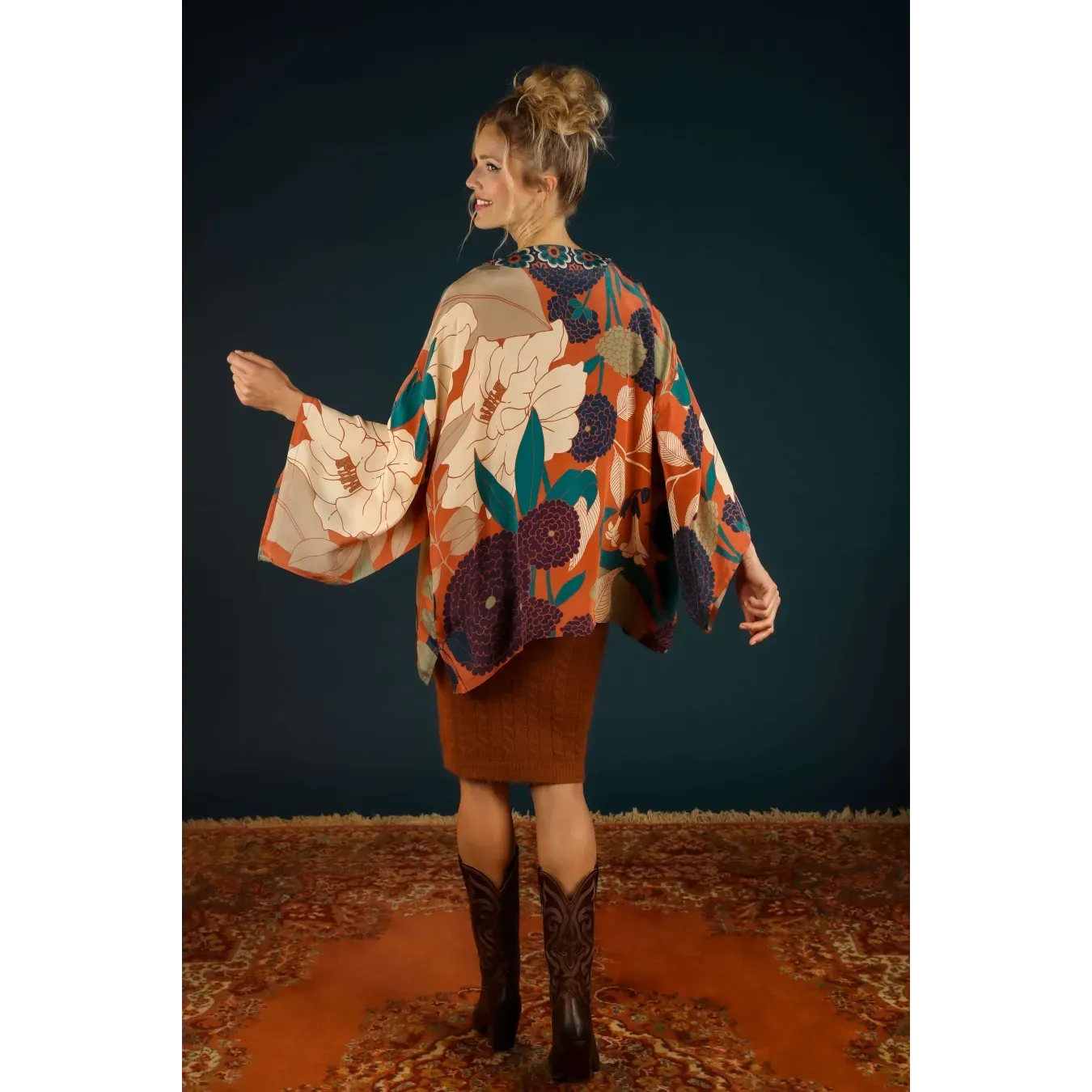 Powder Design Kimono Jacket Winter Floral - Terracotta