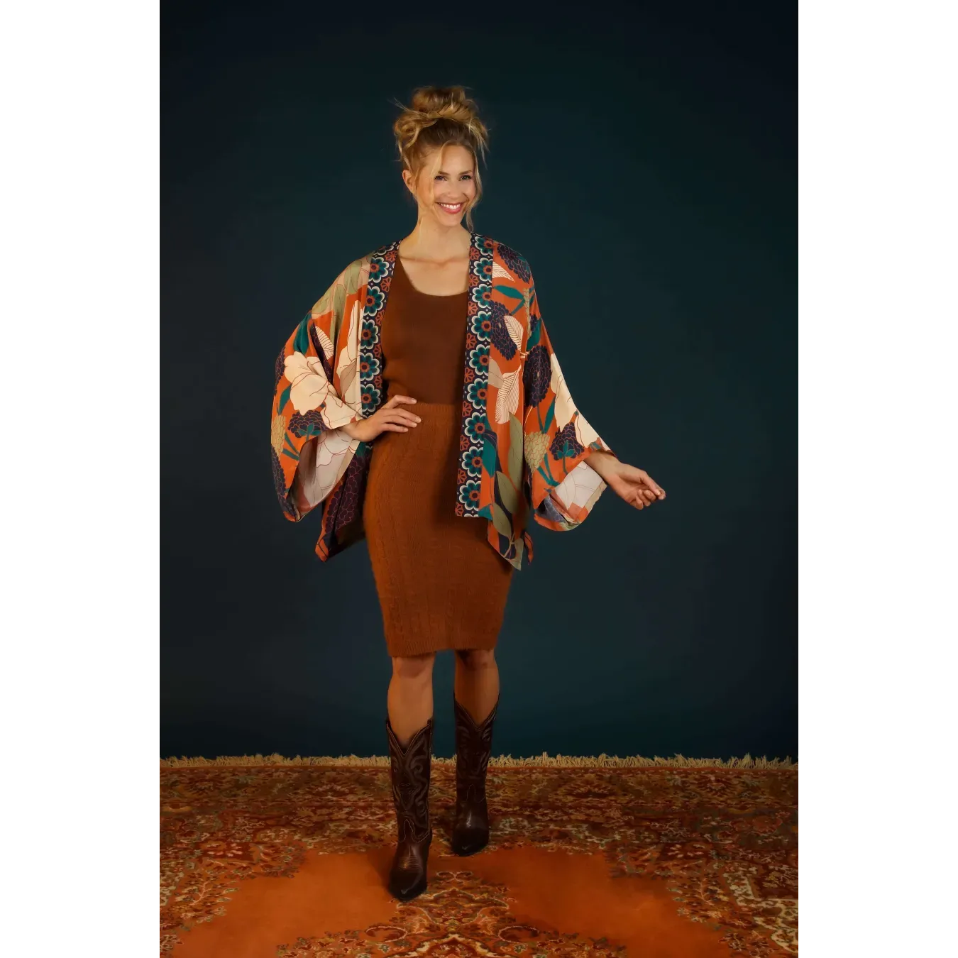Powder Design Kimono Jacket Winter Floral - Terracotta
