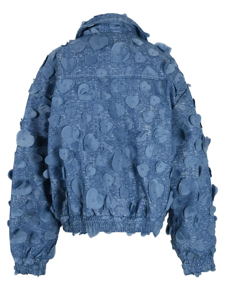 Pre Order:  Jacquard 3D Love Big Denim Jacket