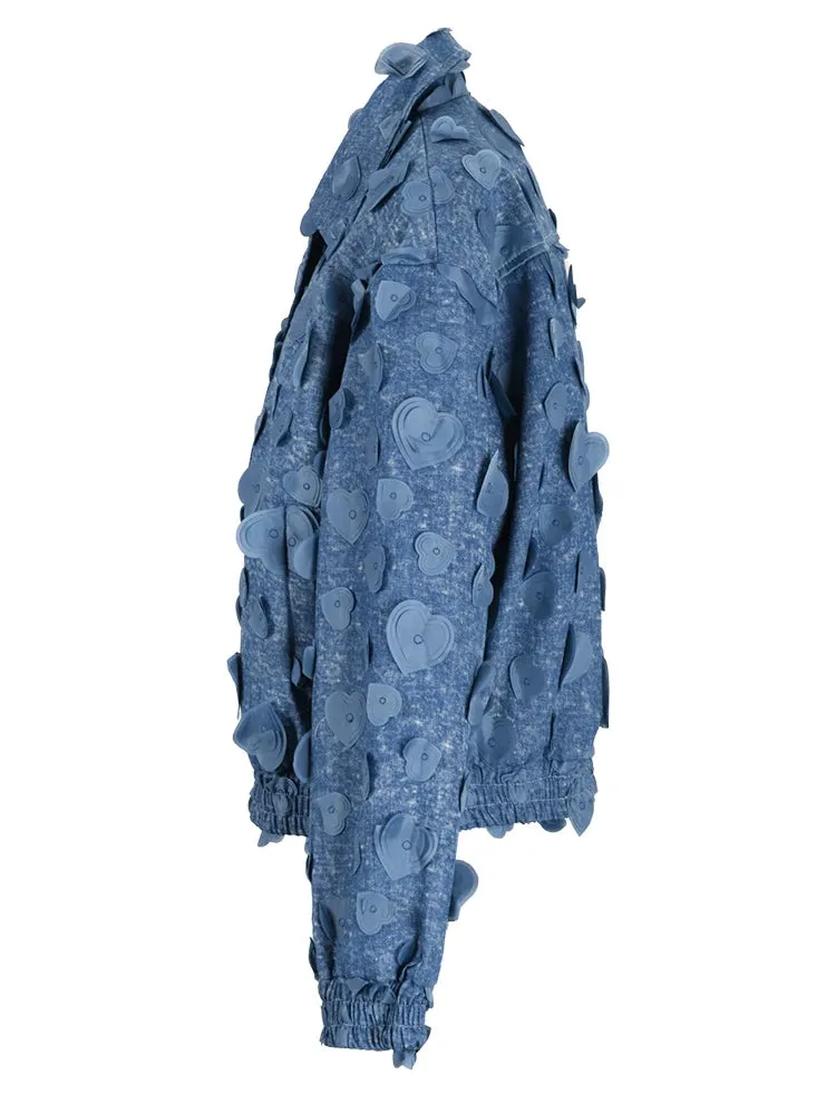 Pre Order:  Jacquard 3D Love Big Denim Jacket