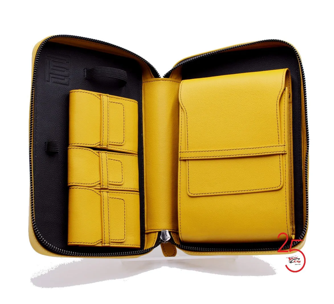 Project Carbon Cigar Case Mastard Yellow/Black Leather
