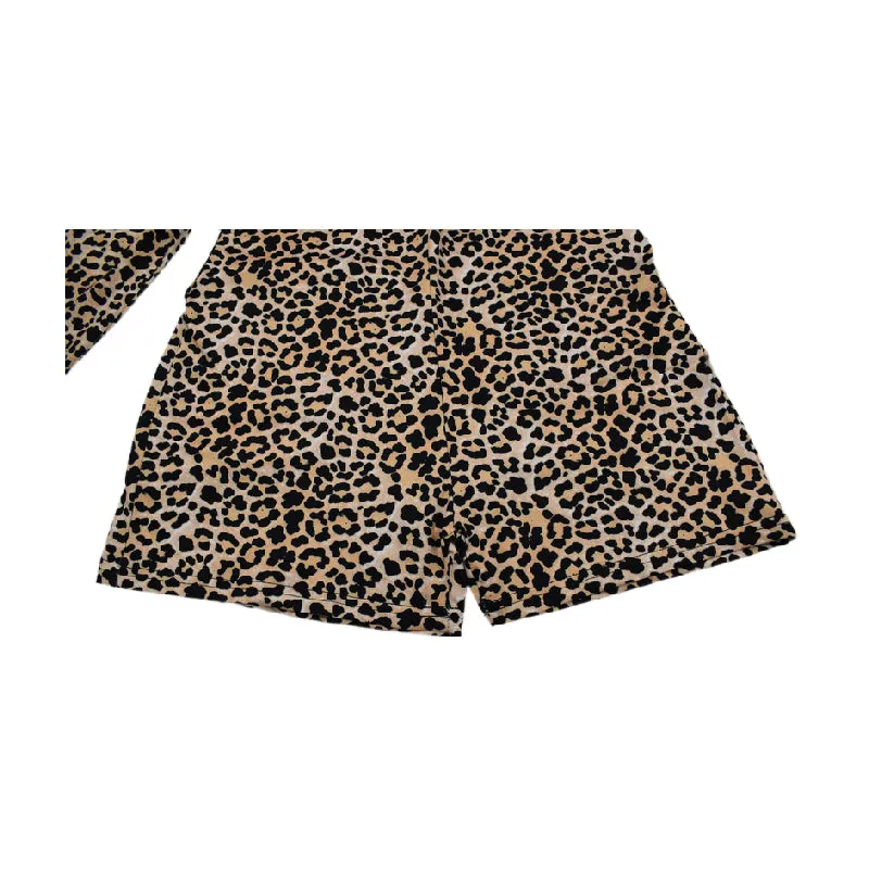Random Leopard Print V Neck Jumpsuit, Sexy Long Sleeve Bodycon Jumpsuit, Women's Clothing
