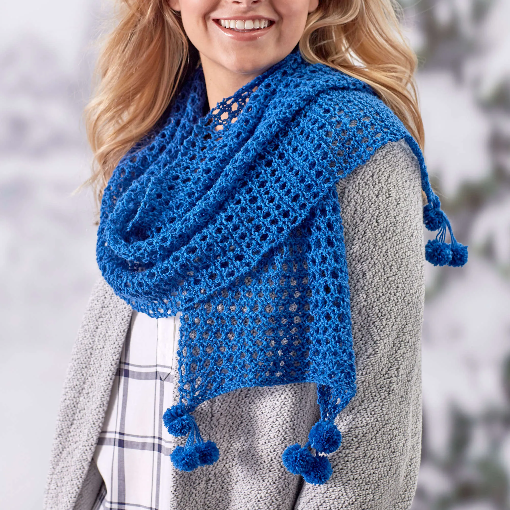 Red Heart Pompom Knit Scarf