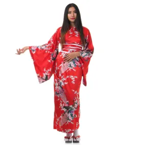 Red Japanese Geisha Style Kimono Dress Hana