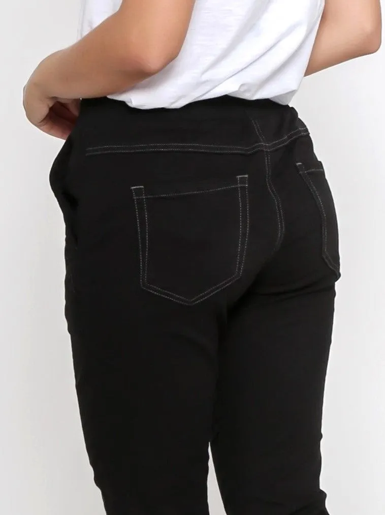 Riley Denim Joggers - Black
