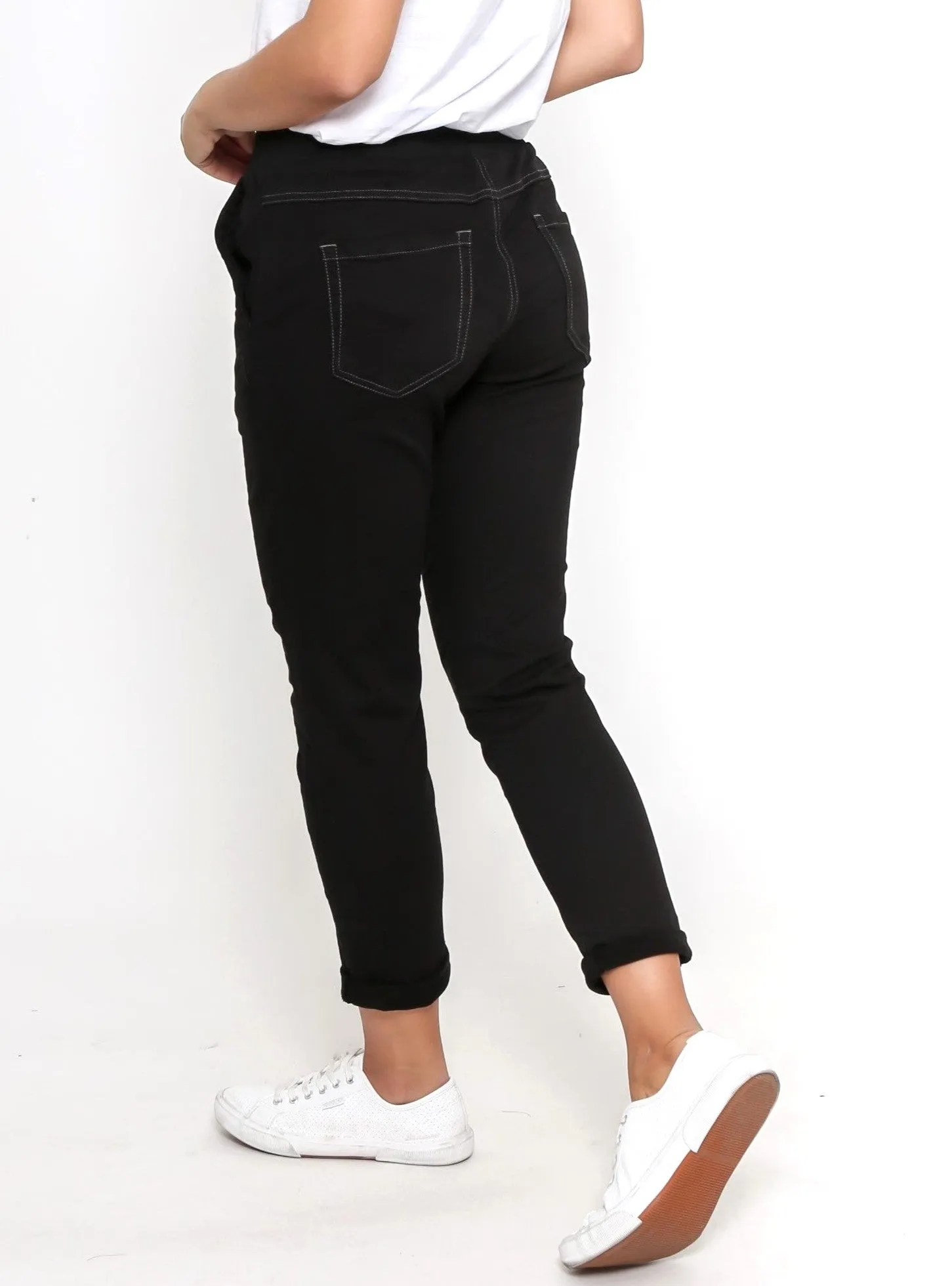 Riley Denim Joggers - Black