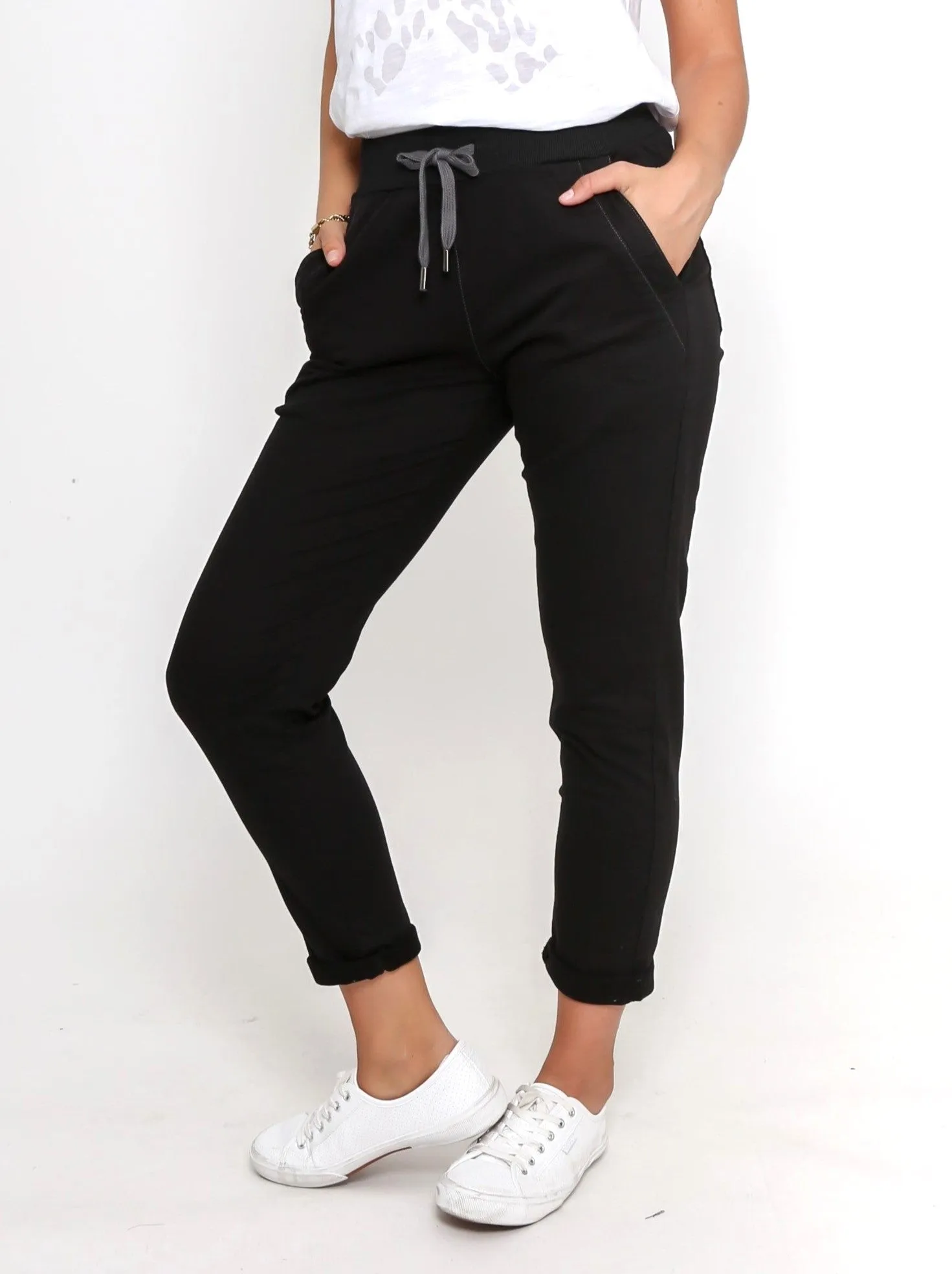 Riley Denim Joggers - Black