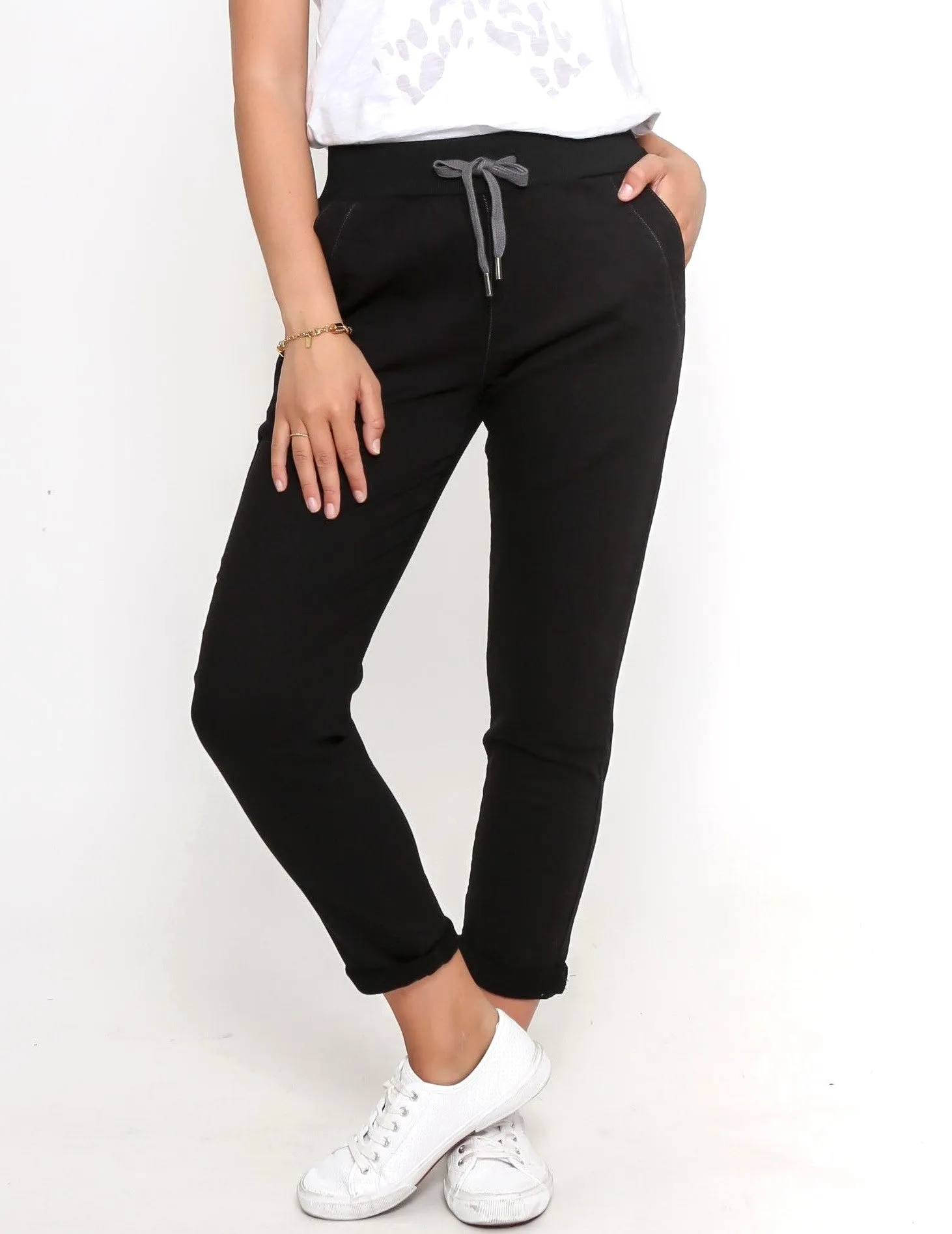 Riley Denim Joggers - Black