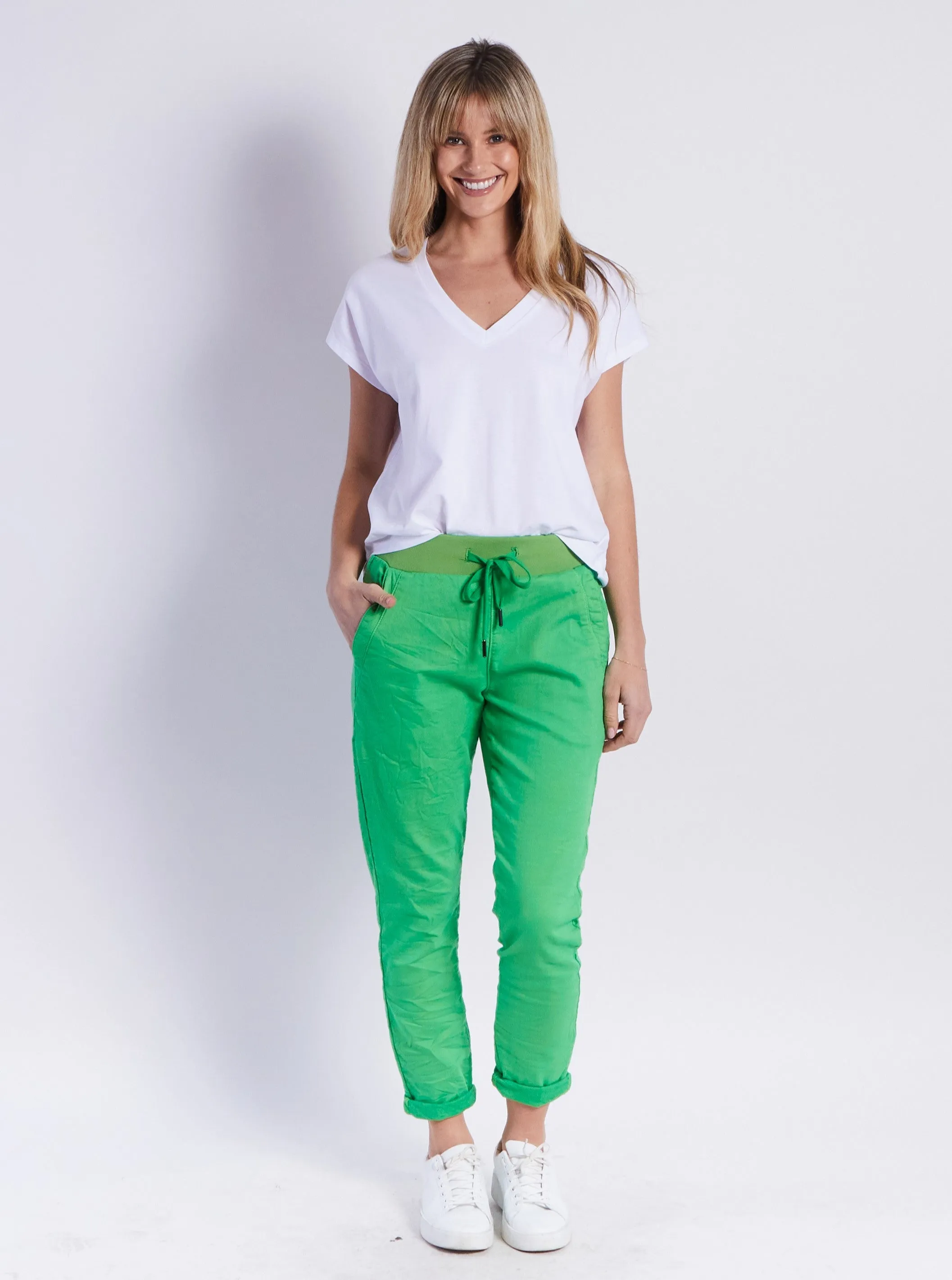 Riley Denim Joggers - Green