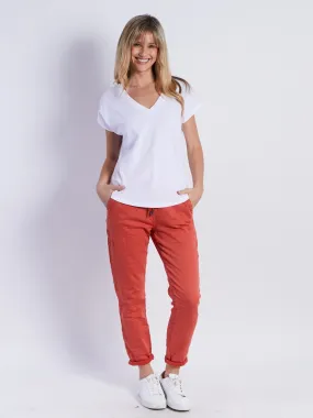 Riley Denim Joggers - Rust