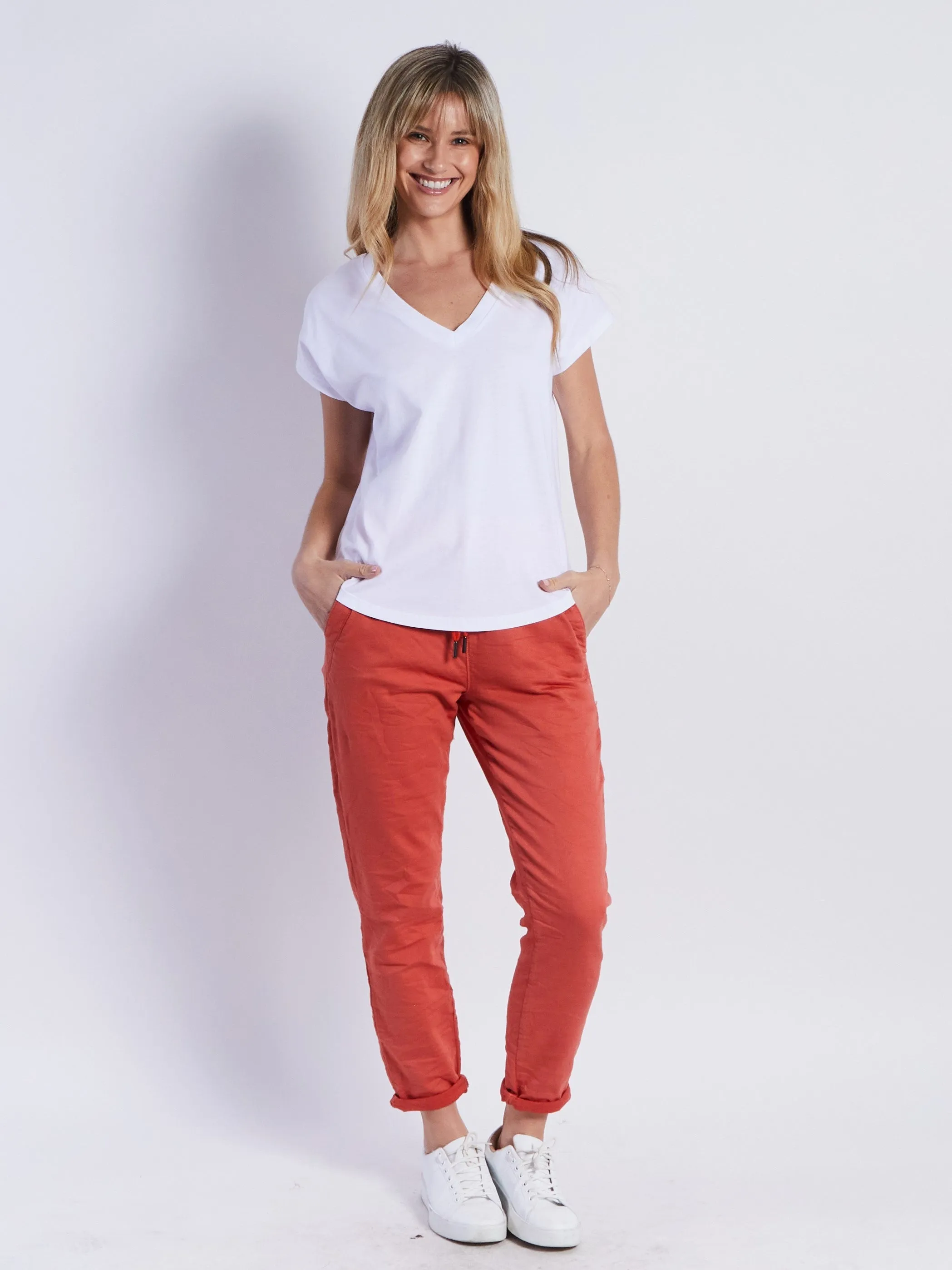 Riley Denim Joggers - Rust