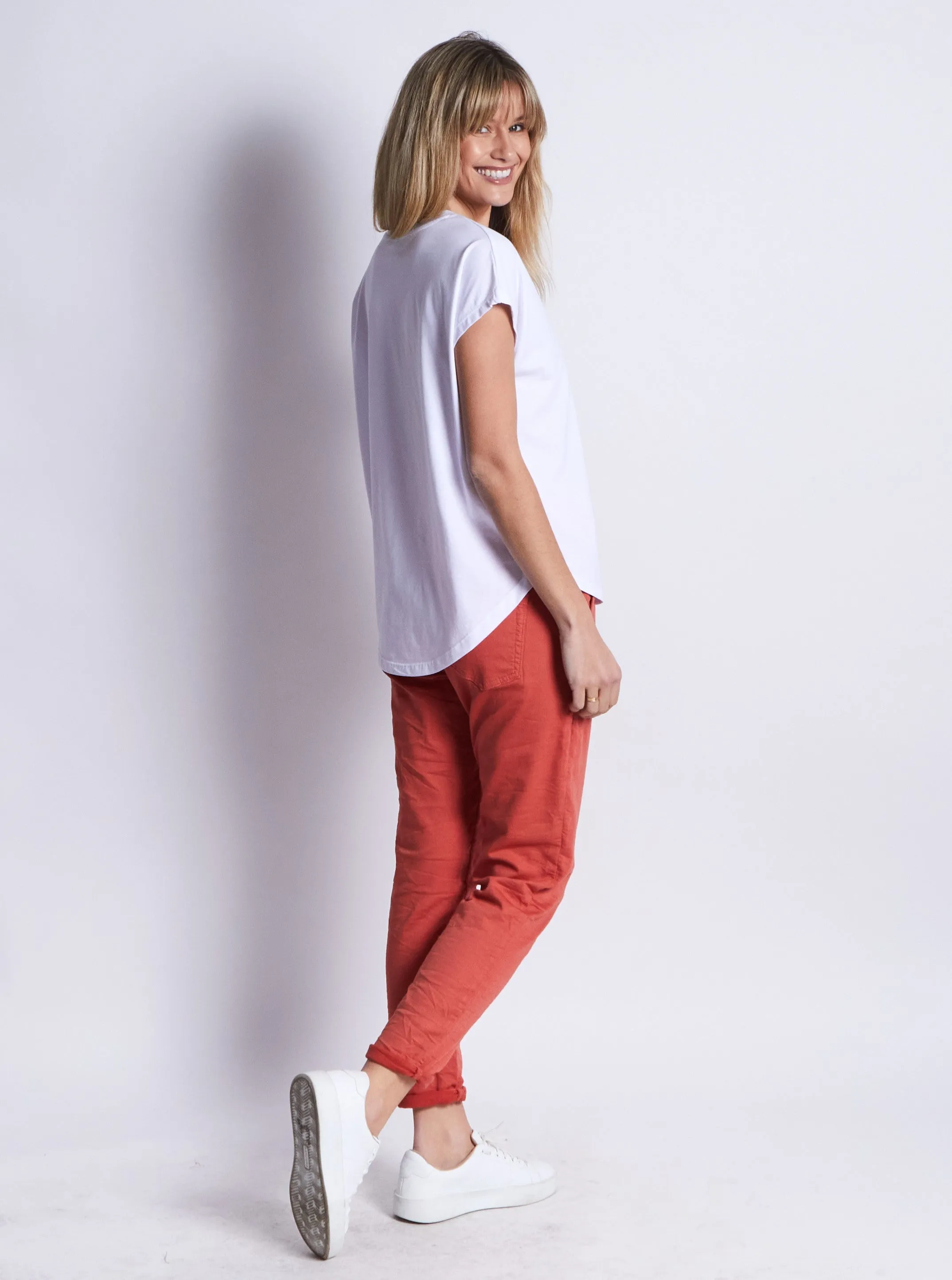 Riley Denim Joggers - Rust