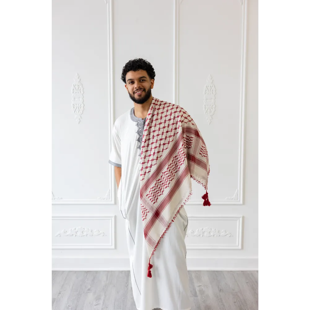 Ruby Red and White Imamah