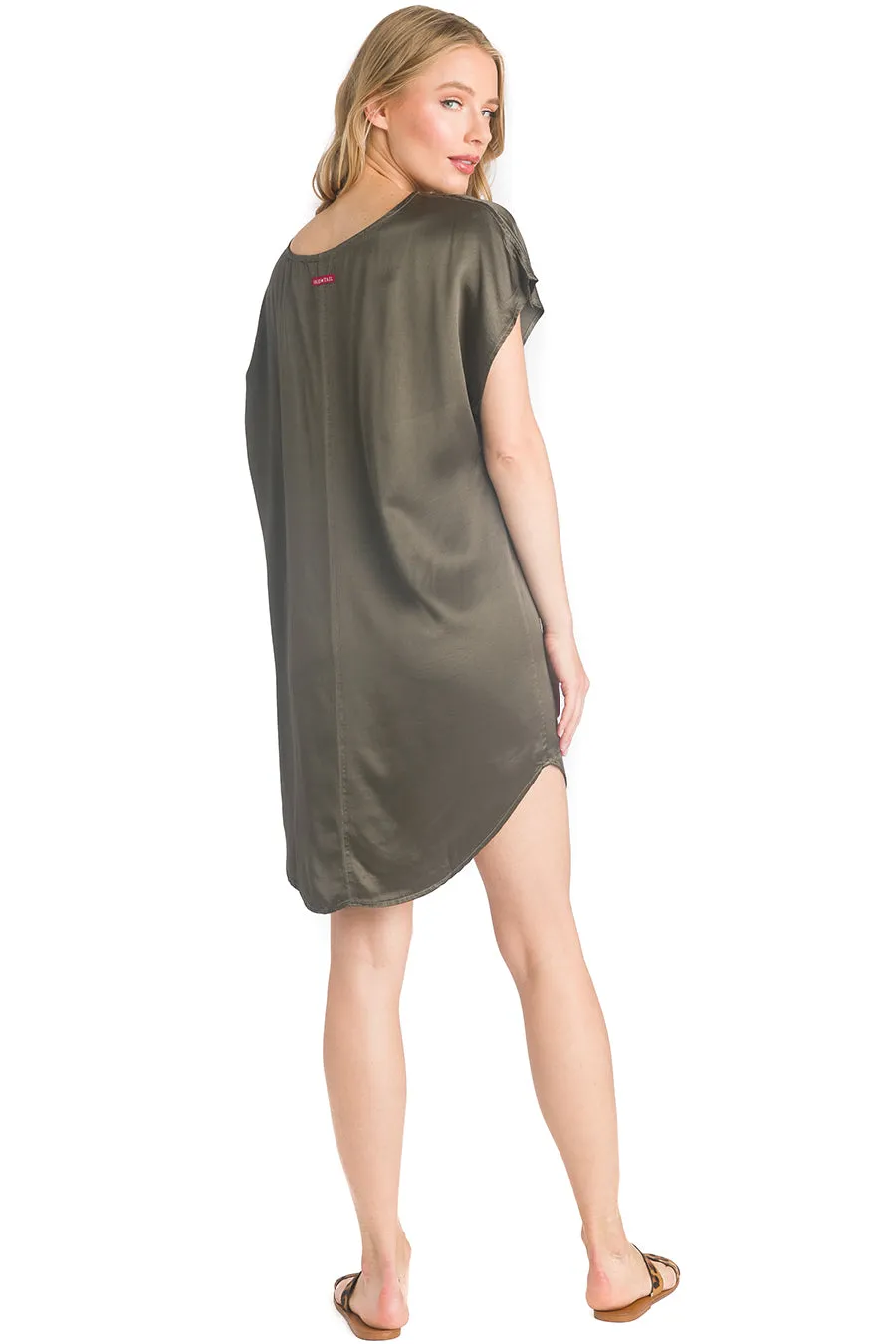 Satin Short Sleeve Slip Tunic