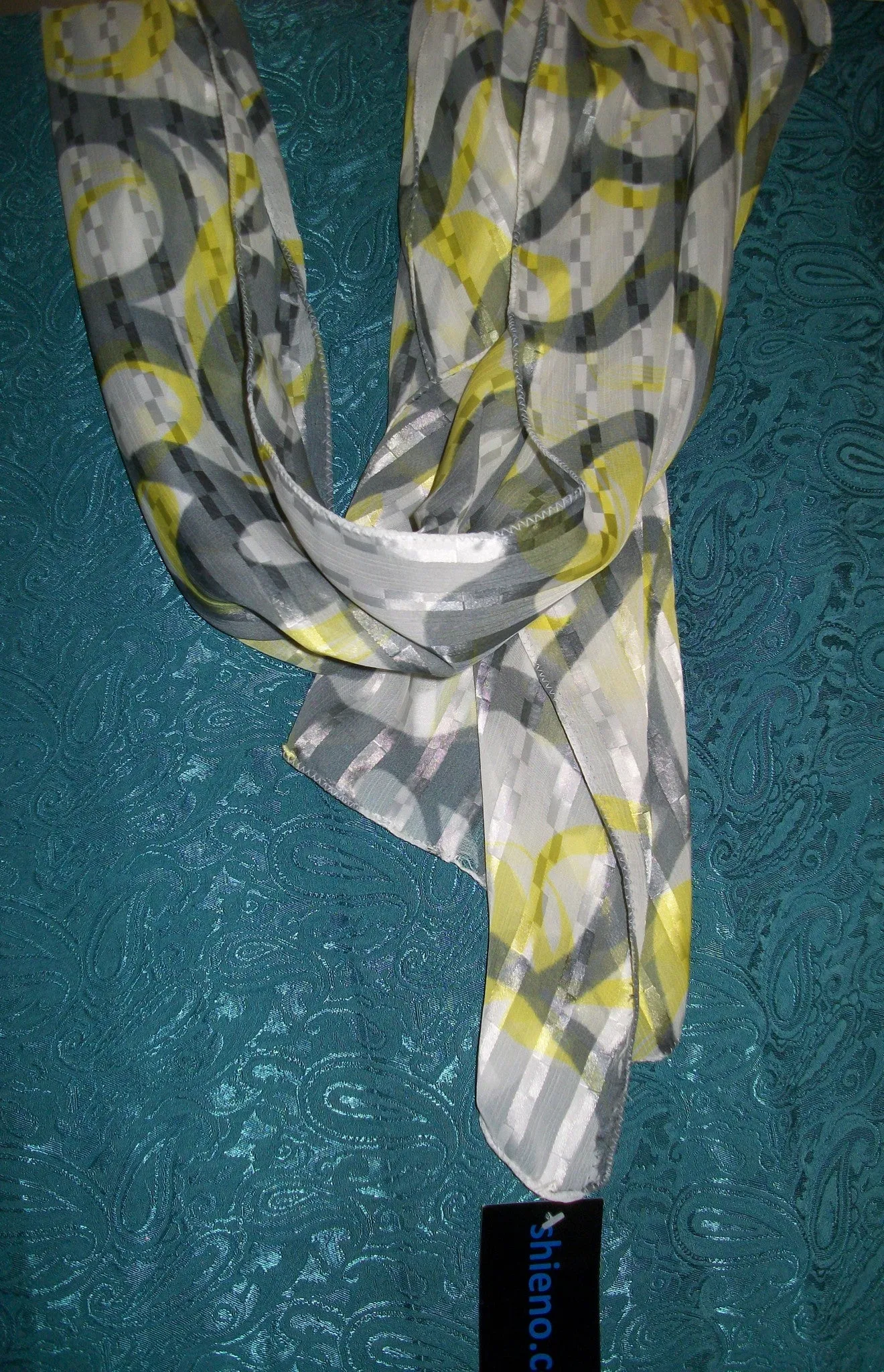 Scarf 2574 White Multi-Color Dupatta Chunni Shieno Sarees