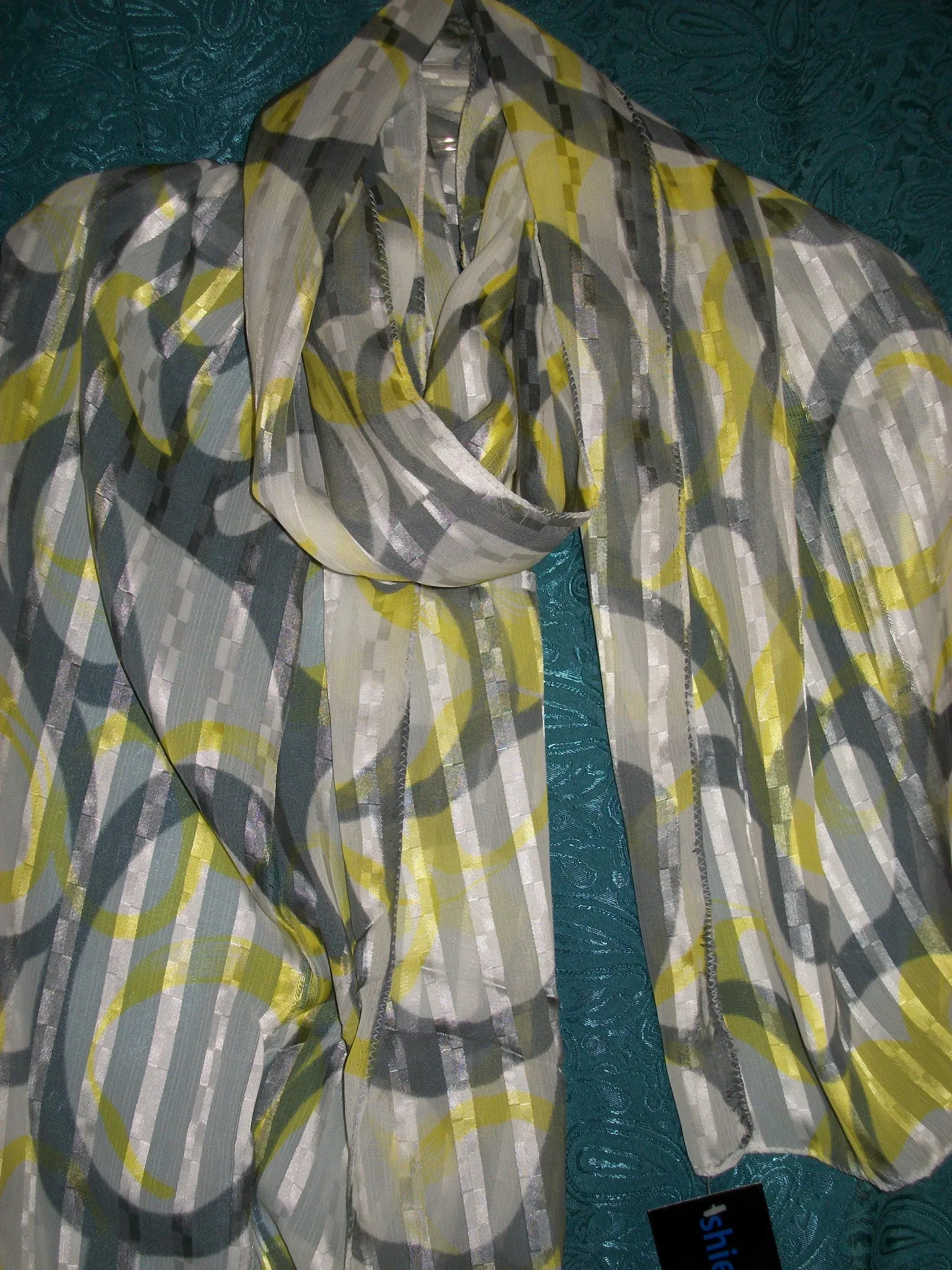 Scarf 2574 White Multi-Color Dupatta Chunni Shieno Sarees