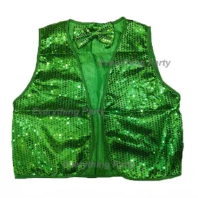 Sequin Vest with Bow Tie - Green