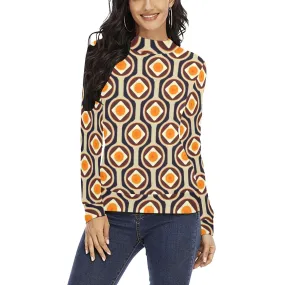 seventies dress Women's All Over Print Mock Neck Sweatshirt (Model H43)